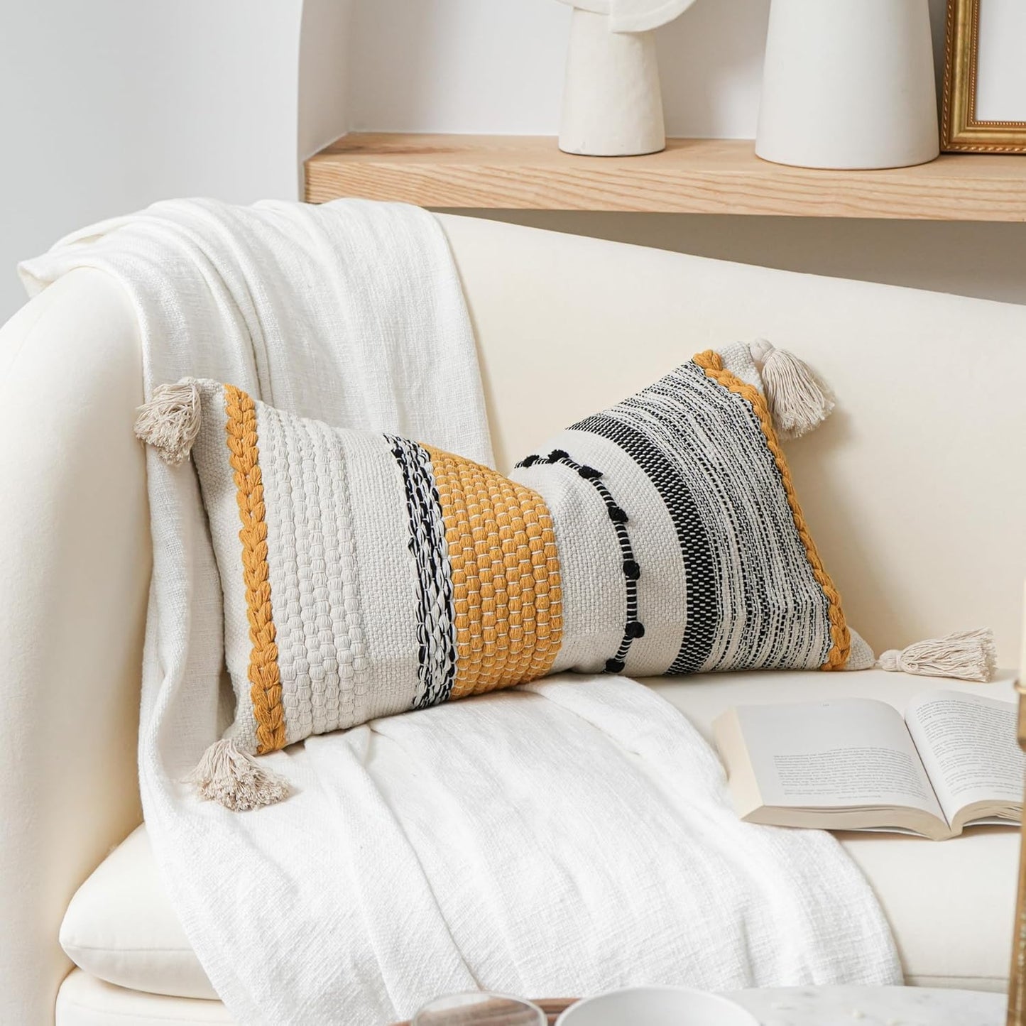 Blue Boho Decorative Throw Pillow Cover 20x20