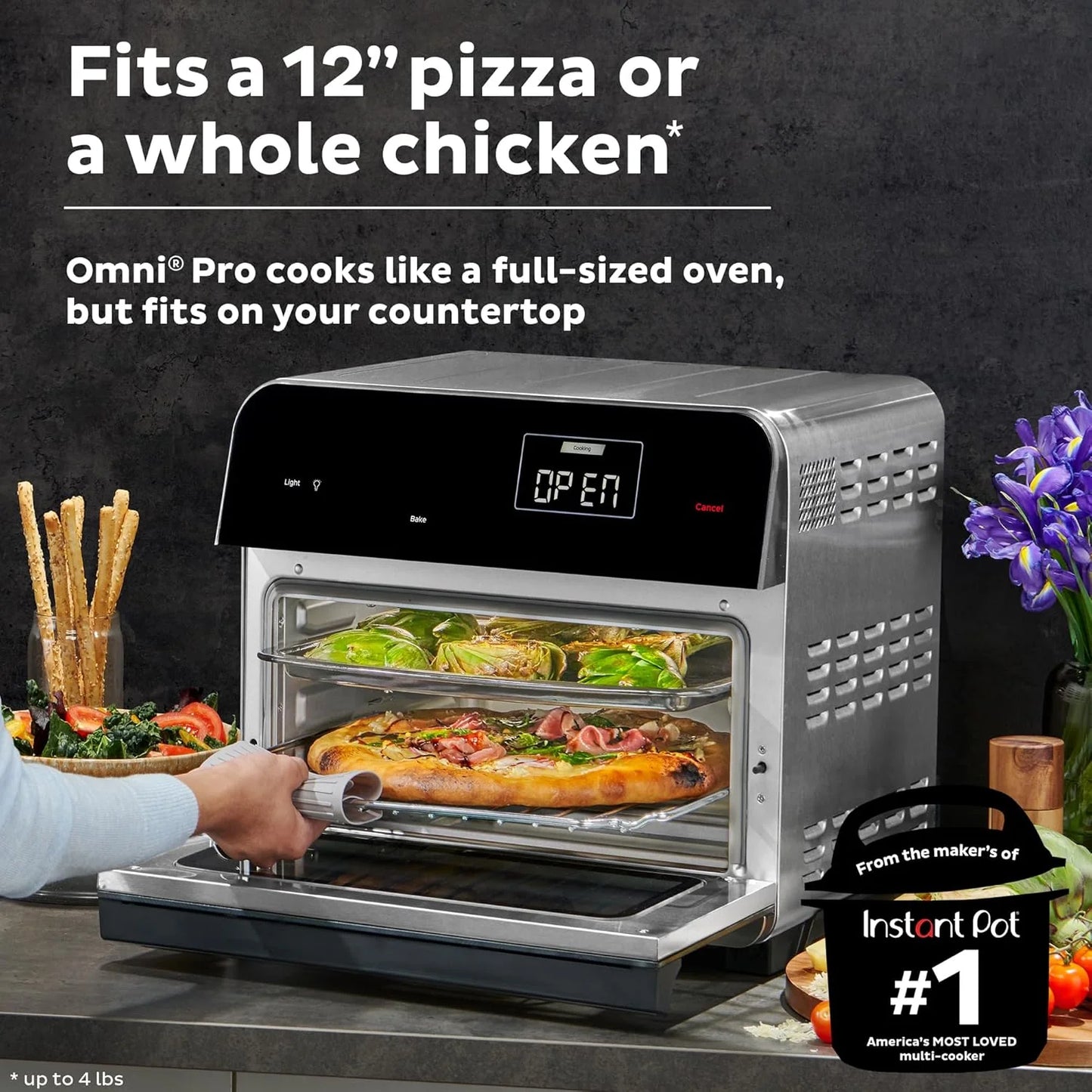 Instant Pot Omni Plus 19QT/18L Toaster Oven Air Fryer, 10-in-1 Functions, Fits 12" Pizza, Crisp, Broil, Bake, Roast, Toast, Warm, Convection, 100+ In-App Recipes, from the Makers of Instant Pot, Black