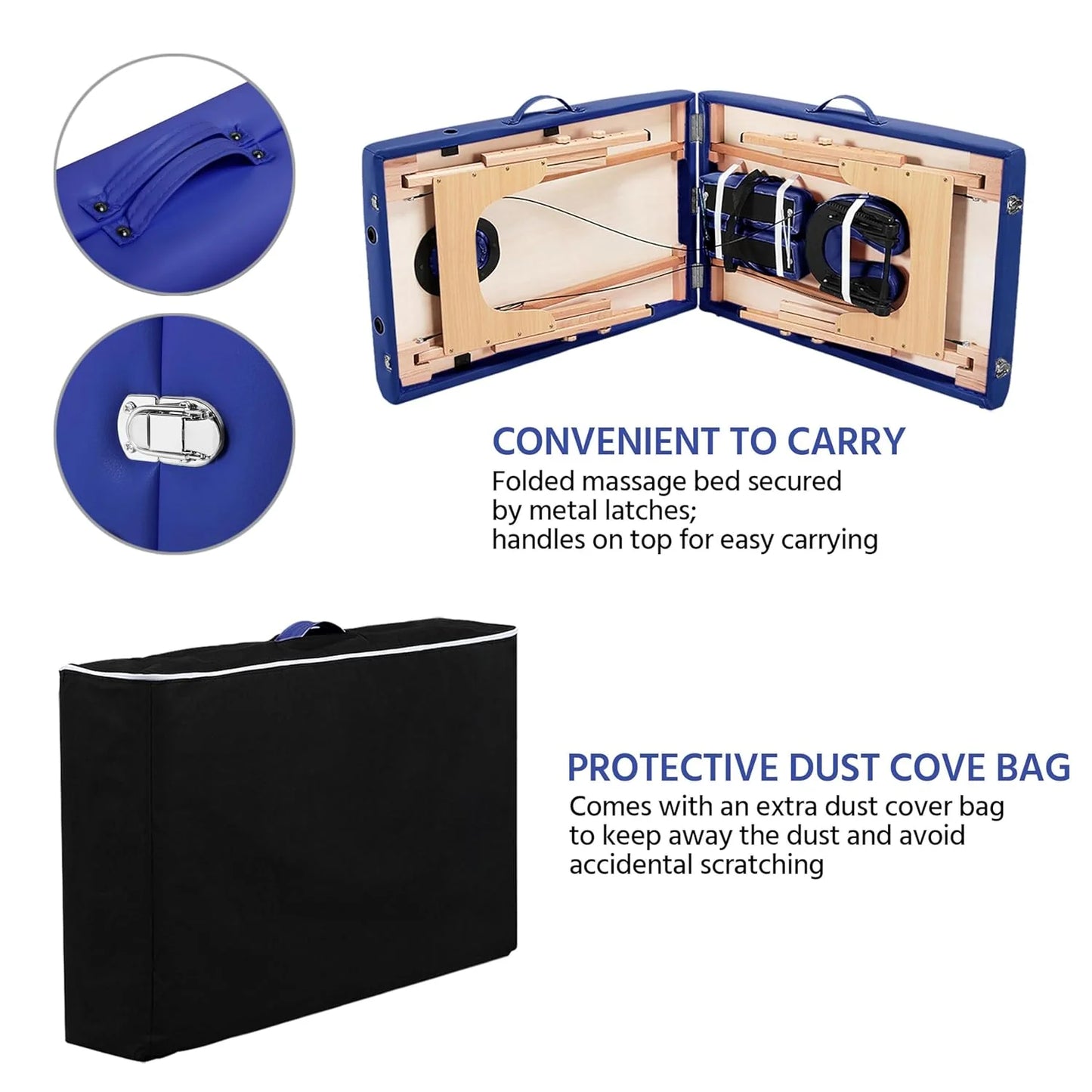 Yaheetech Massage Table Portable Lash Beds Spa Bed Massage Couch Foldable Spa Tables Adjustable 2 Fold with Non-Woven Bag 24 inch, Black