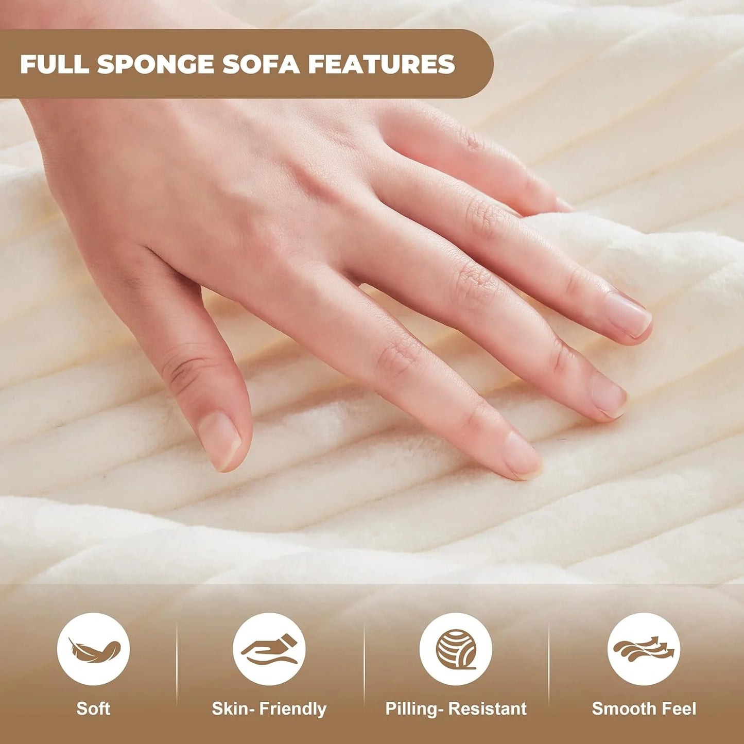 110-inch cloud sofa, boneless sofa in the living room, modular sofa with deep seats