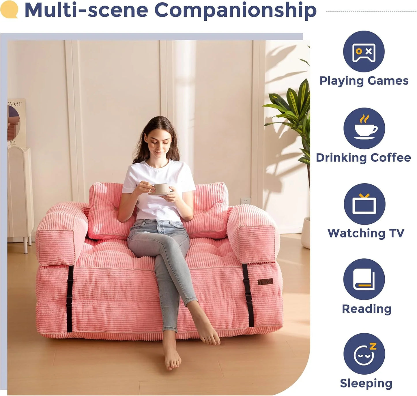 Folding Sofa Bed, L-Shaped Convertible Sofa Bed with Armrests and Pillows,