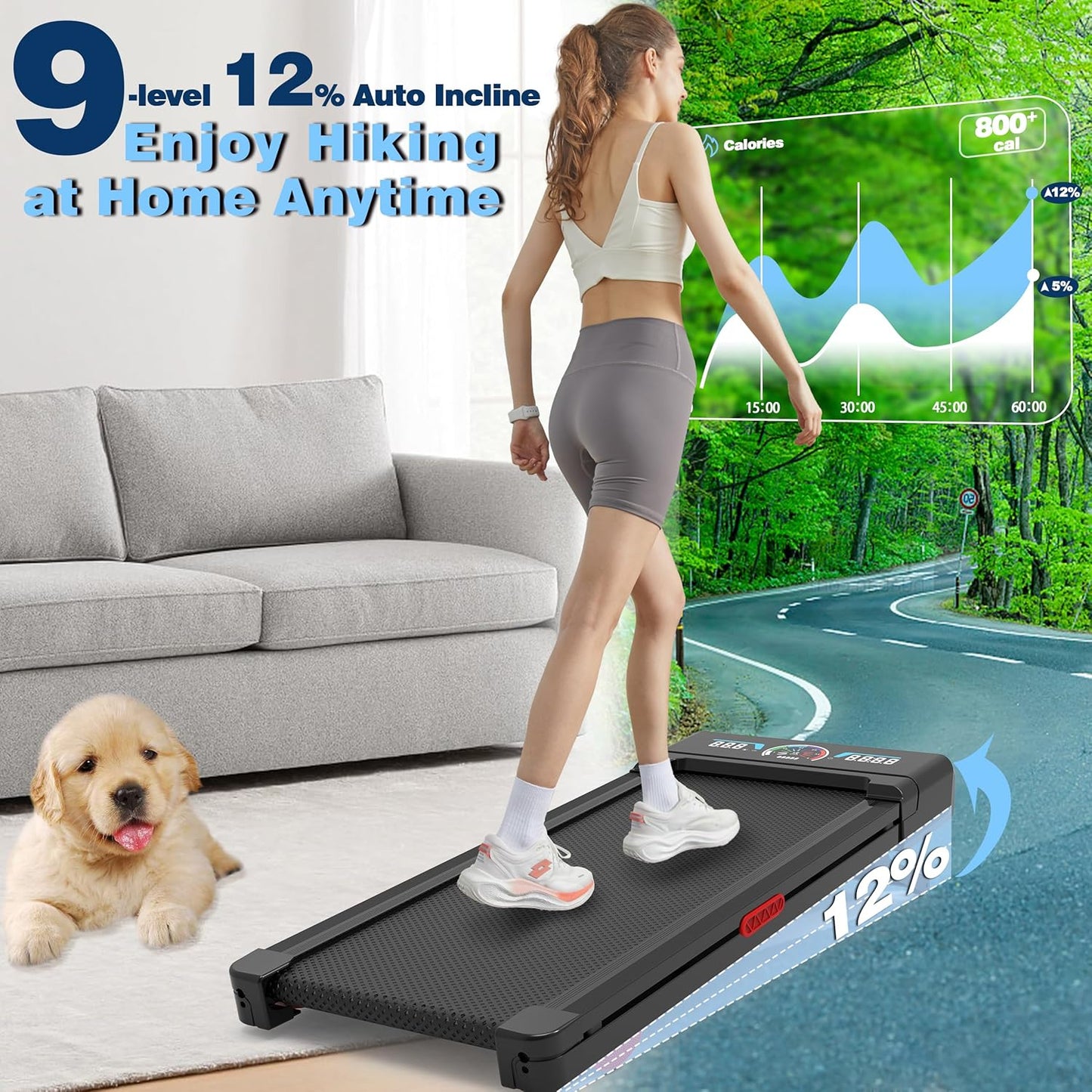 Home compact mountaineering treadmill LED screen Bluetooth speaker
