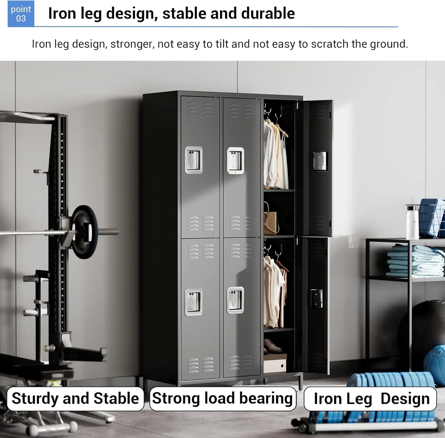 GAOMON Locker for Employees, 6 Doors Locker Cabinet with Hooks, Storage Locker