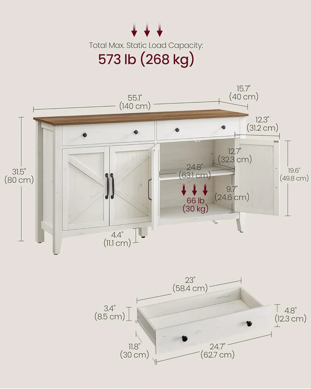 Storage Cabinet Buffet Cabinet with Adjustable Shelves