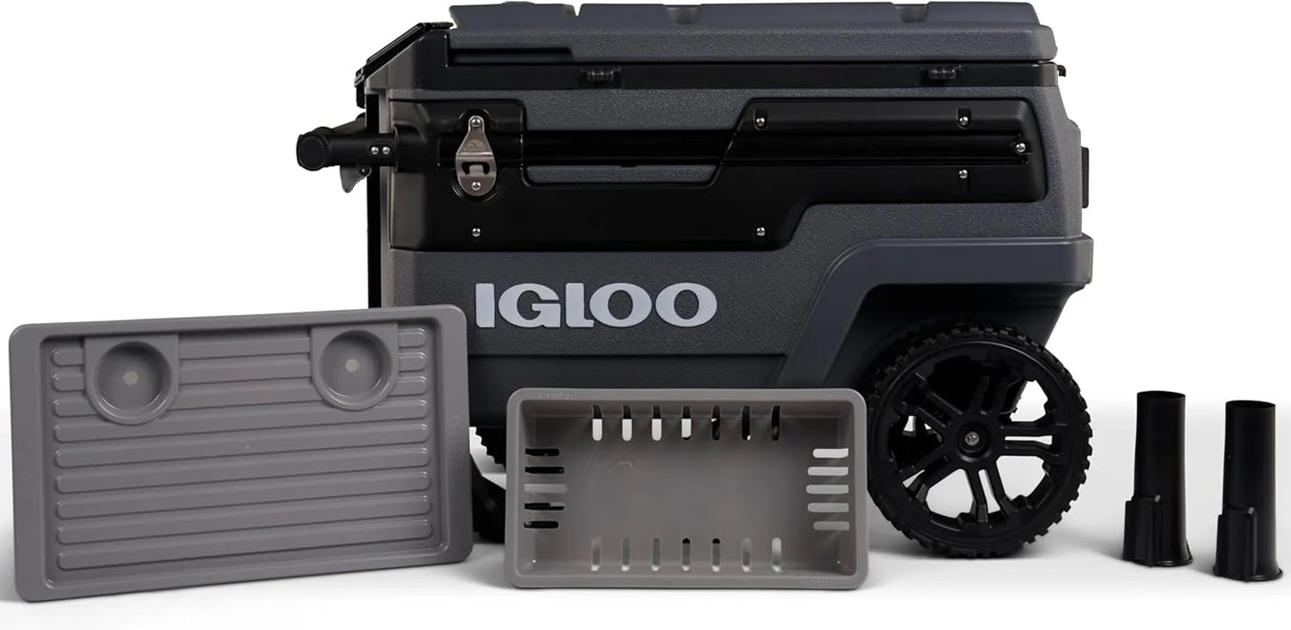 70Qt Wheeled Cooler, Insulated Hard Shell Ice Chest