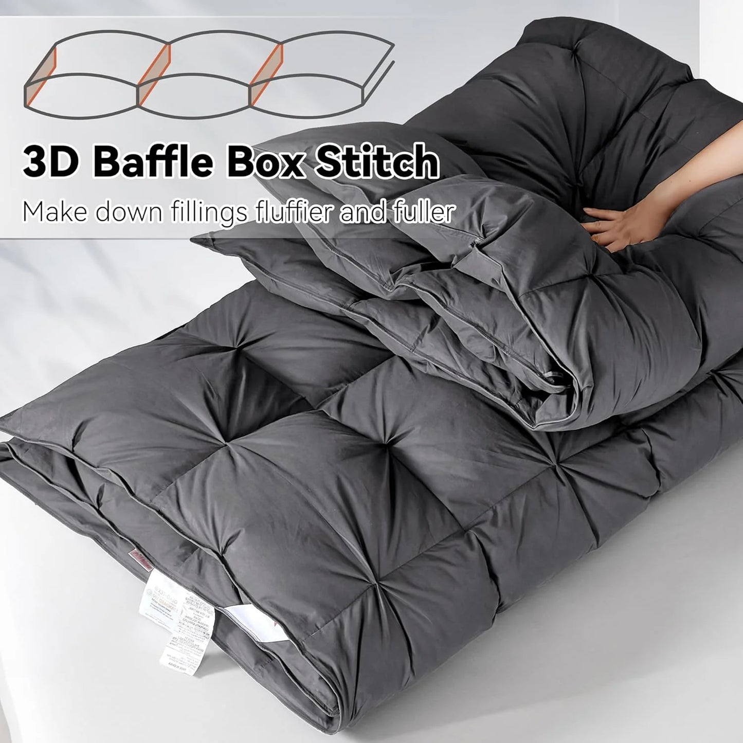 Premium Down Comforter 3D Baffle Box Design