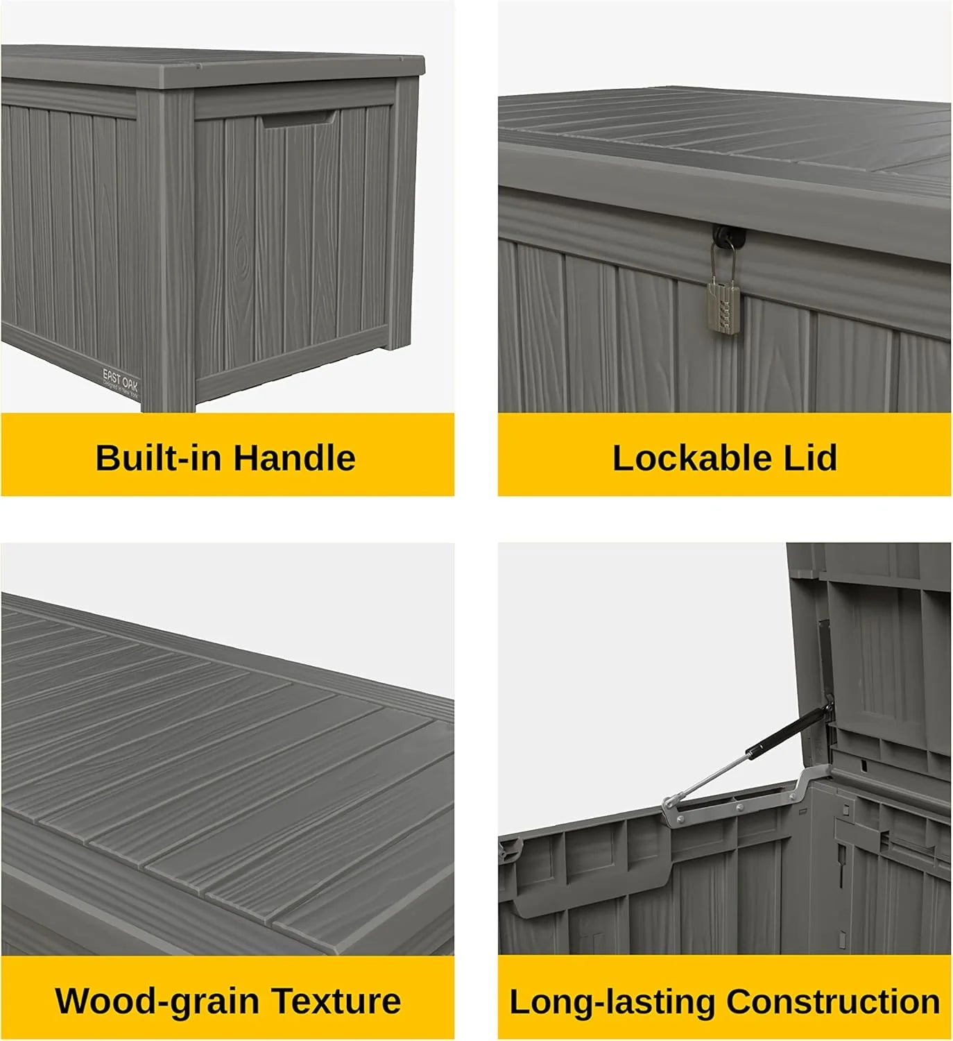 EAST OAK Outdoor Storage Box, 60 Gallon Deck Box Indoor and Outdoor Use, Waterproof Resin Storage Bin