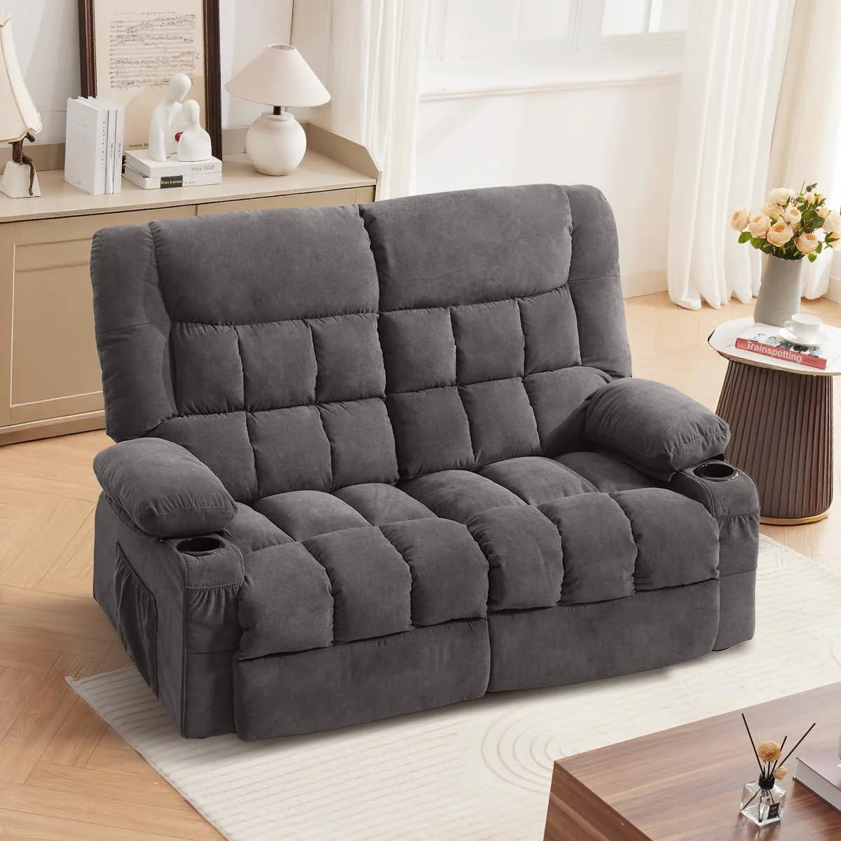 Recliner Loveseat with Cup Holders for Living Room