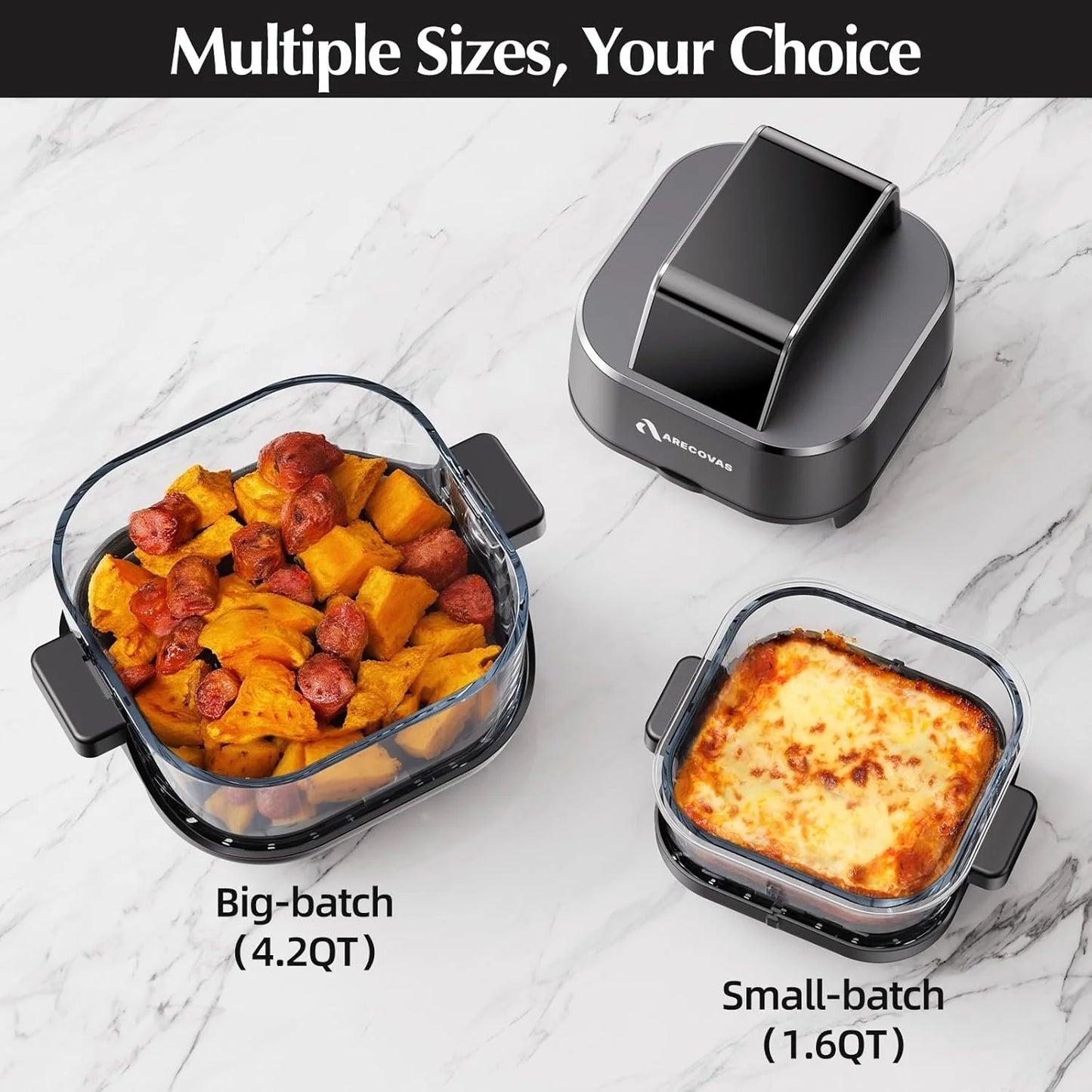4-in-1 Portable Glass Air Fryer 140–400°F Precise Heat