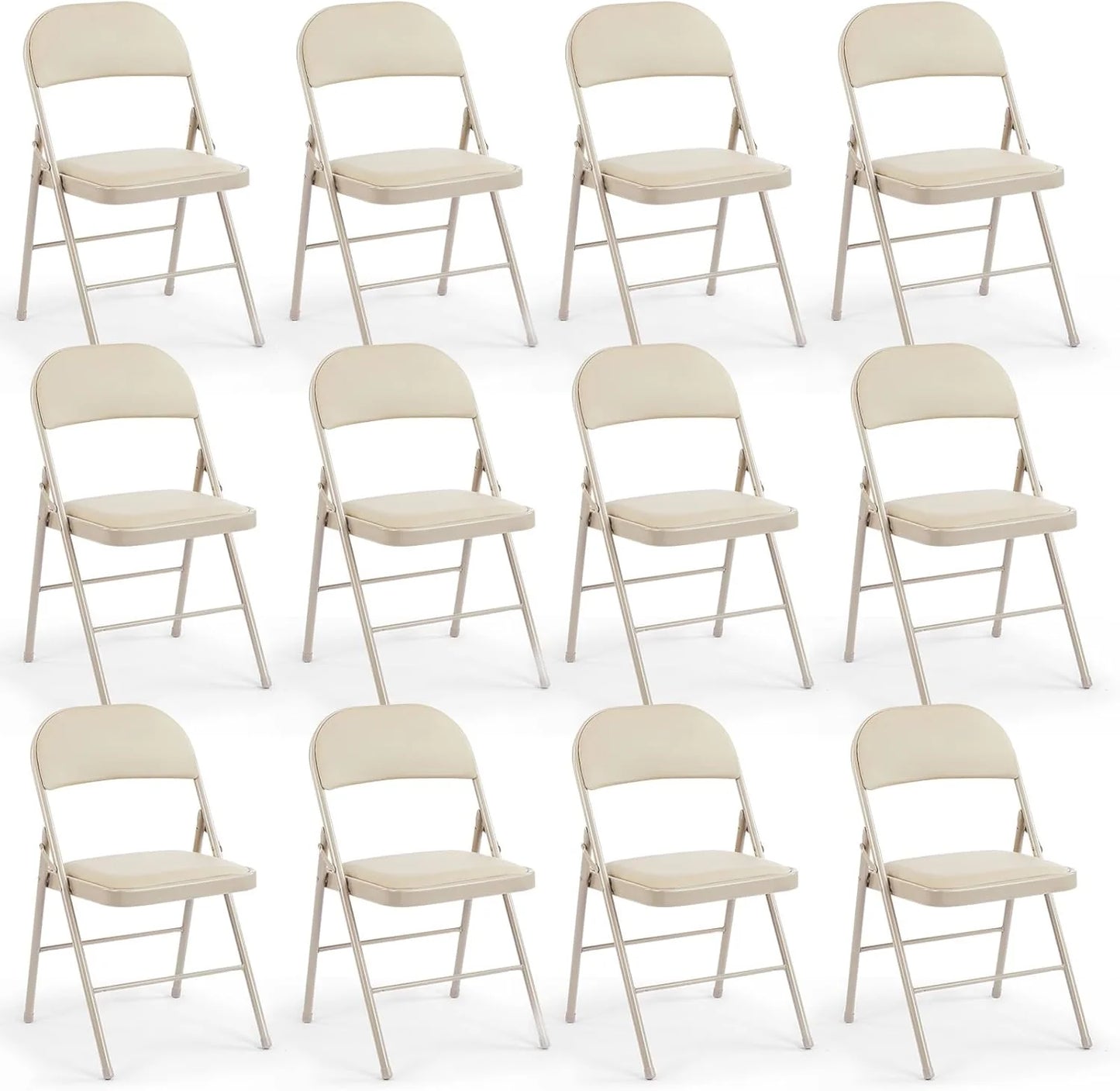 DUMOS 2 Pack Leather Padded Folding Chair, Indoor Outdoor Portable Stackable Commercial Seat