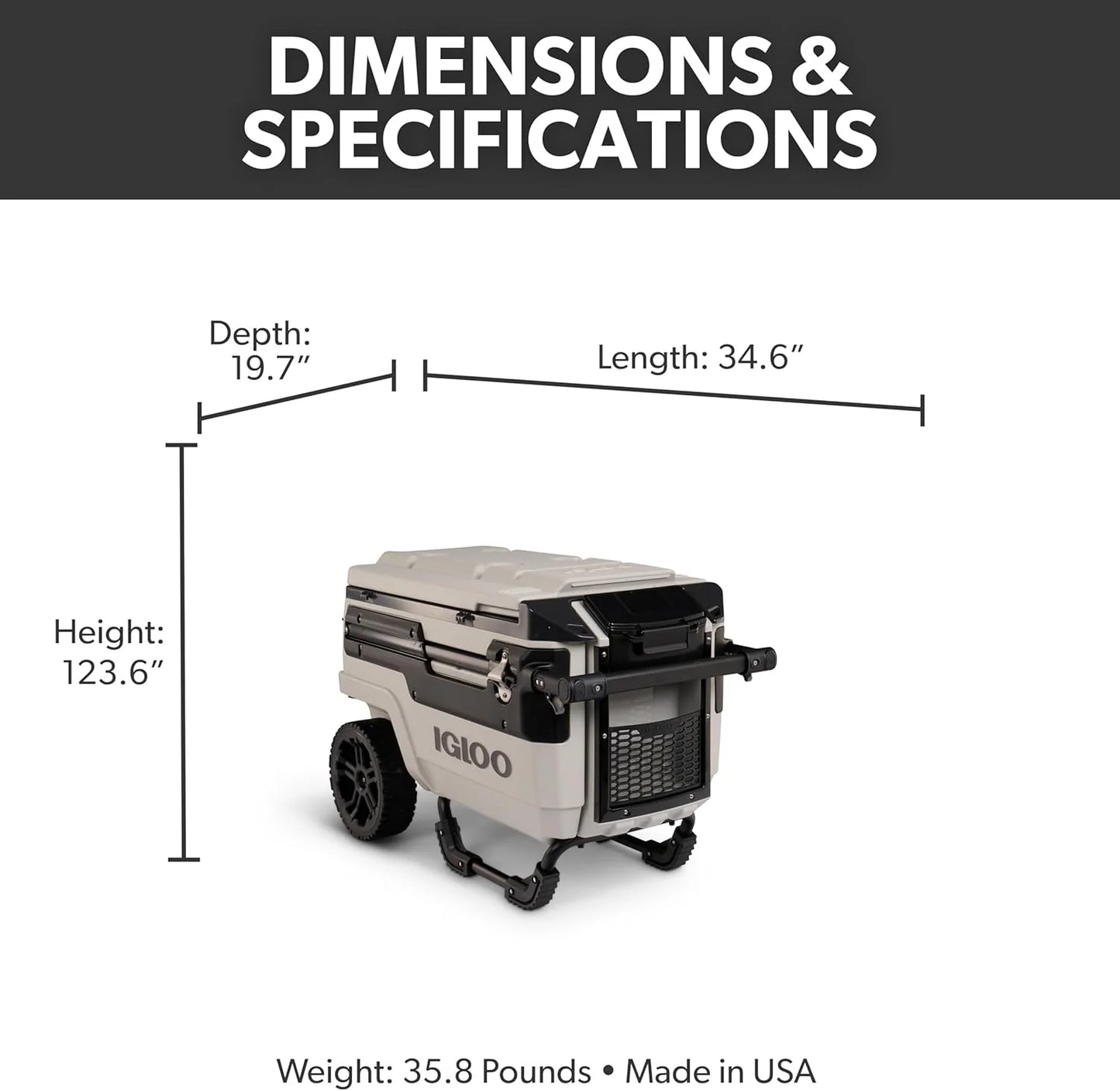 70Qt Wheeled Cooler, Insulated Hard Shell Ice Chest