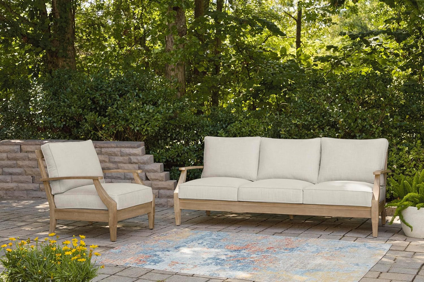 Coastal view outdoor terrace eucalyptus sofa