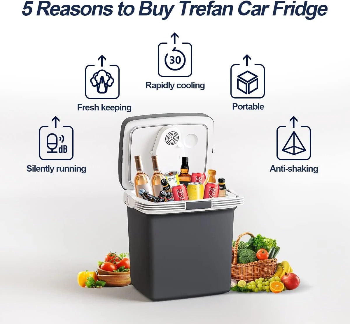 Electric Cooler & Warmer28QT/26L, Portable Car Fridge (48℉~139℉), Car Cooler Plug in, Electric Car Coolers for Vehicles AC/DC,12V Refrigerator for Car, Travel, Camping,Truck