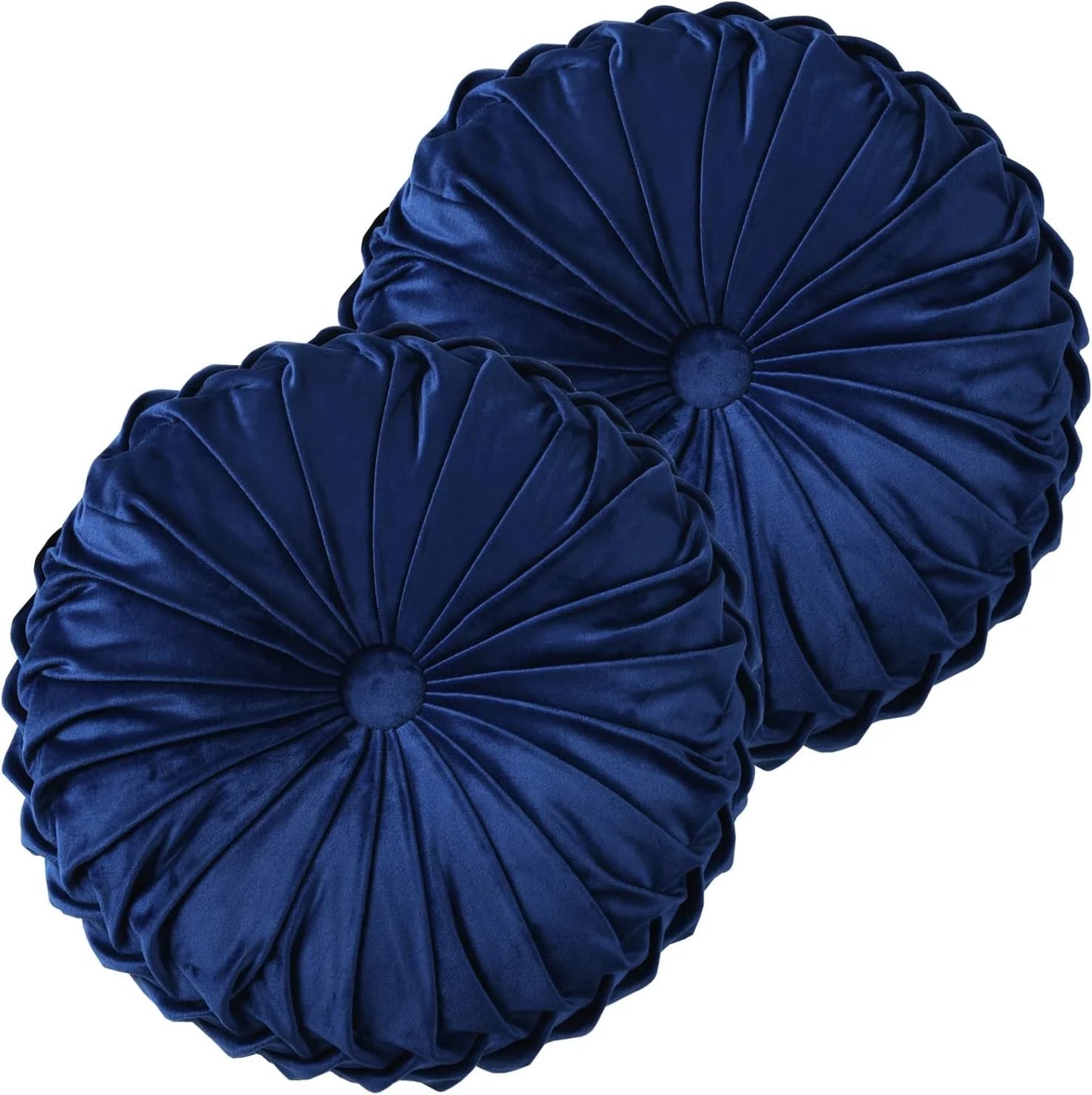 Set of 2 Decorative Round Pleated Throw Pillows