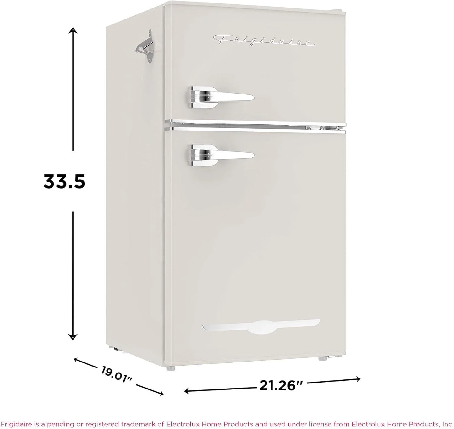 Frigidaire Retro Mini Fridge with Freezer & Side Bottle Opener-Small 2 Door Refrigerator for Office Bar or College Dorm Room-3.1 Cu Ft – 19”"D x 20.5" W x 33.5" H