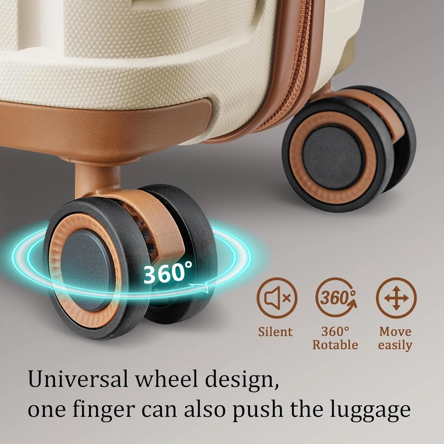 5-piece PP hardshell lightweight travel carry-on luggage set with dual spinner wheels and TSA lock