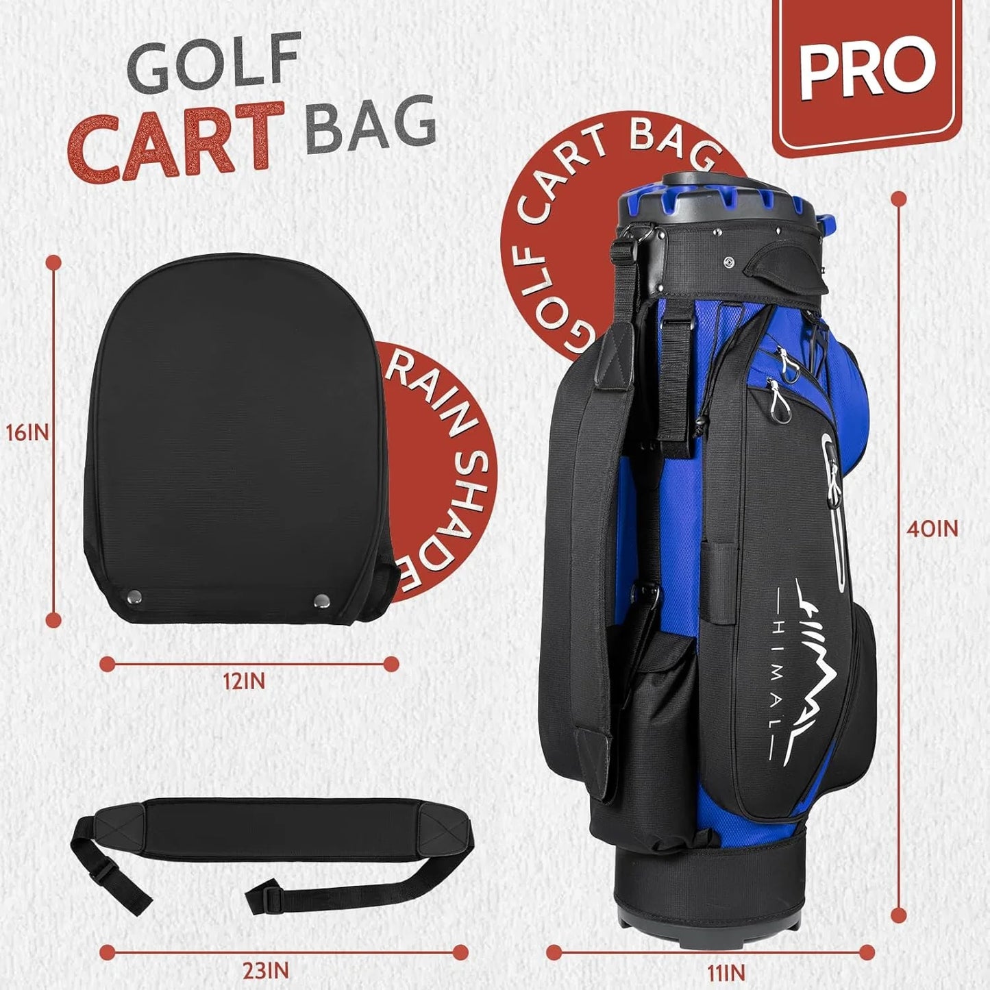 14-Way Golf Cart Bag Pro with Full Length Divider Top, Golf Bag for Men