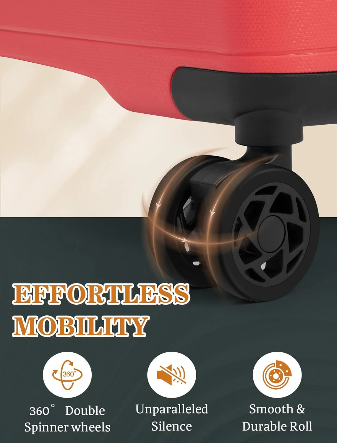 5-piece luggage set with wheels, ABS hardshell suitcase with spinner wheels