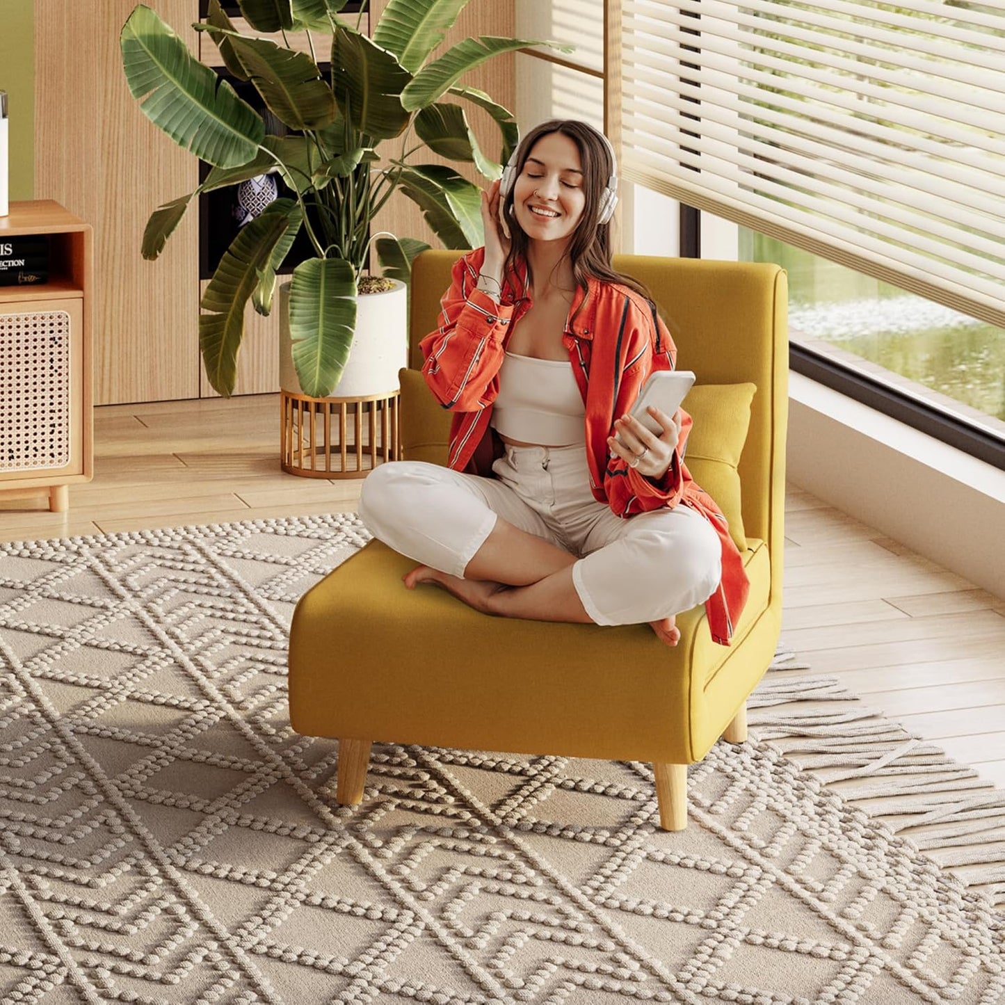 3-in-1 sleeper chair bed, convertible chair bed futon sofa with adjustable backrest