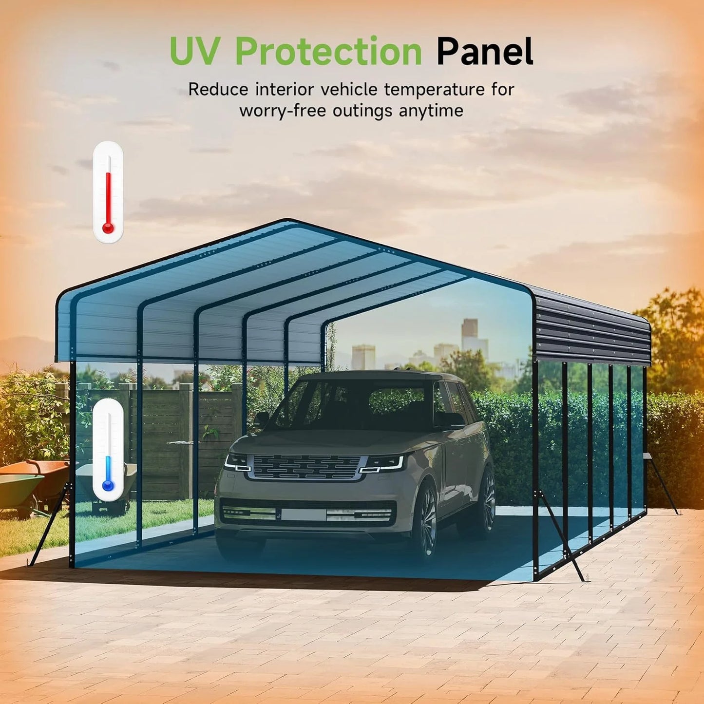 10'x15' Heavy Duty Metal Carport, Outdoor Garage Car Shelter Shade with Heavier Frame
