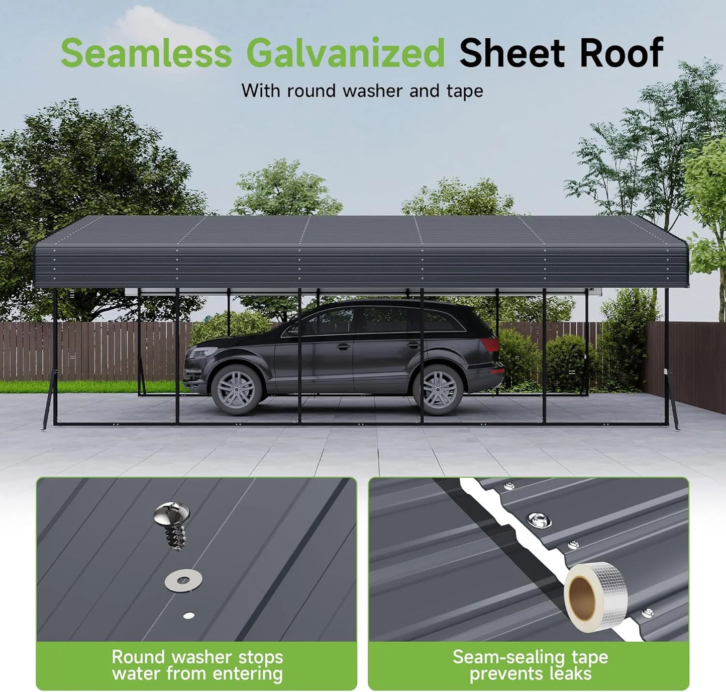 10'x15' Heavy Duty Metal Carport, Outdoor Garage Car Shelter Shade with Heavier Frame