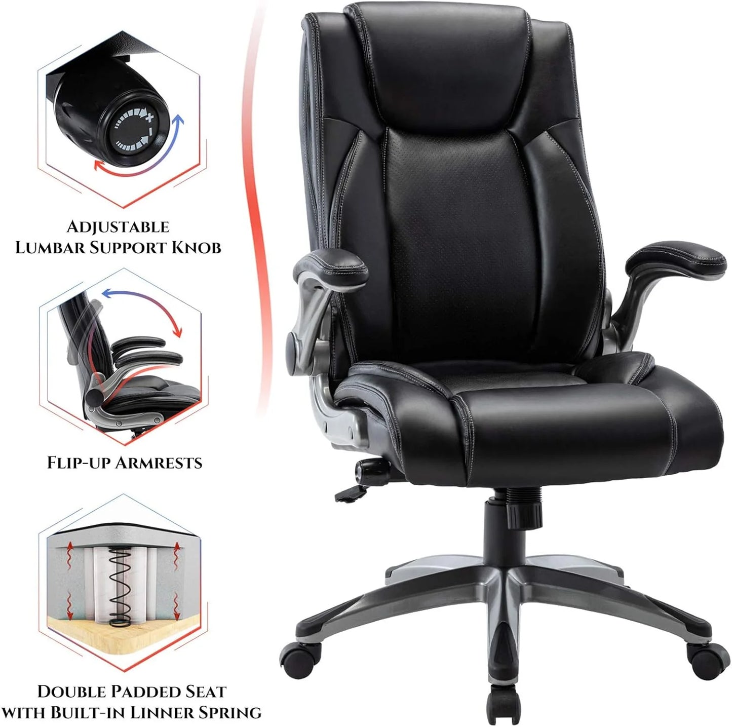 Executive Office Chair Computer Desk Chair Swivel Home Office Chair Upgraded Casters