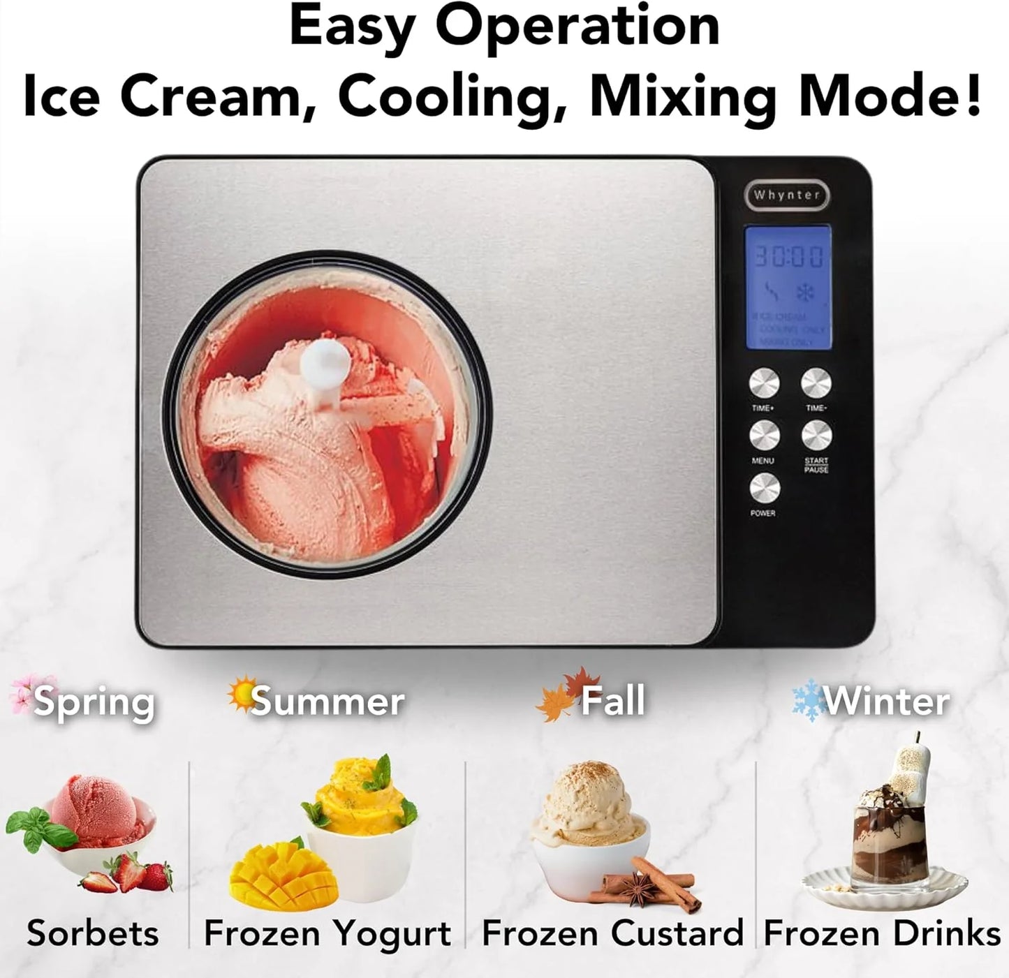 Whynter ICR-300SS 0.5-Quart Stainless Steel Rolled Ice Cream Maker With Compressor