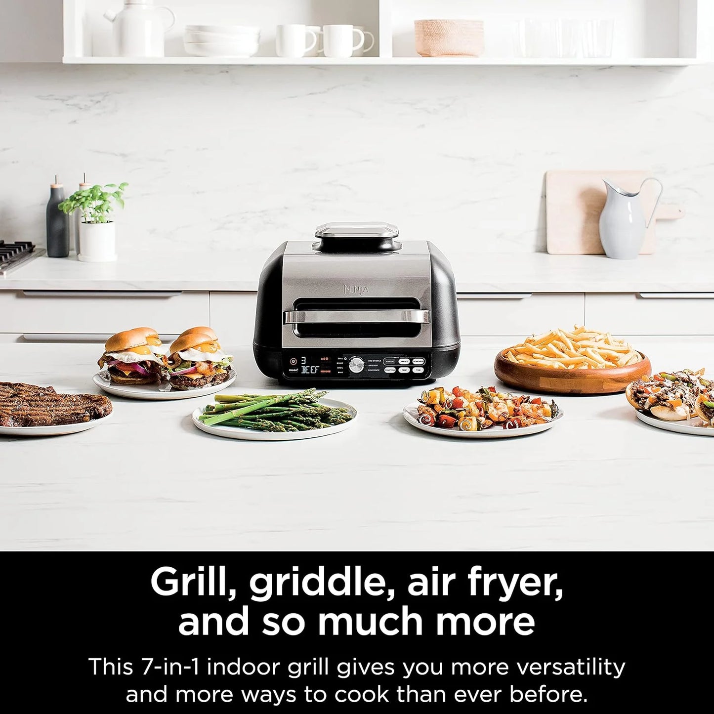 Ninja Foodi Smart XL 6-in-1 Indoor Grill with Air Fry, Bake, Roast, Broil, and Dehydrate, Smart Thermometer