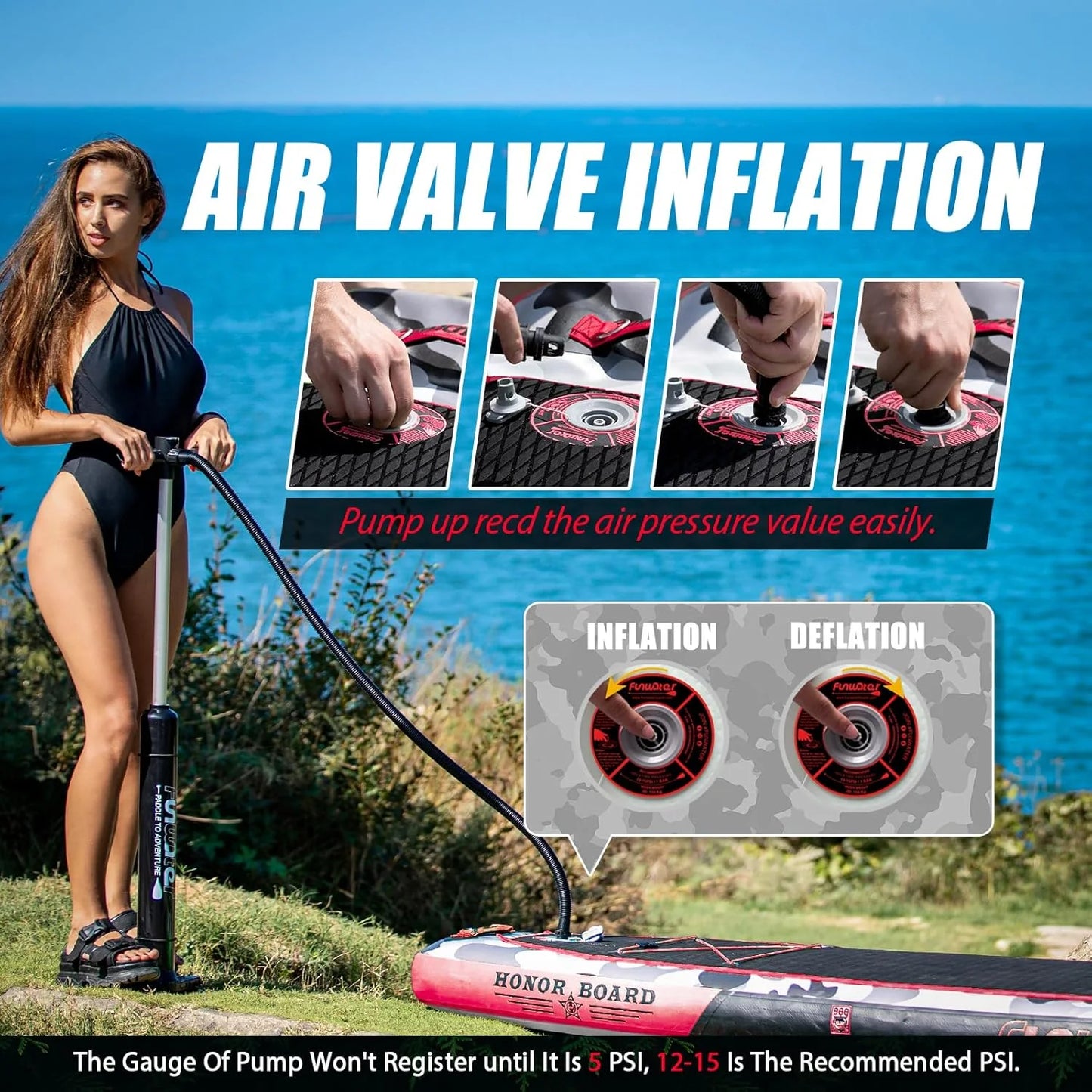 FunWater Inflatable Stand Up Paddle Board with Premium SUP Paddle Accessories, Non-Slip EVA Deck, 11'/10'6' Paddle