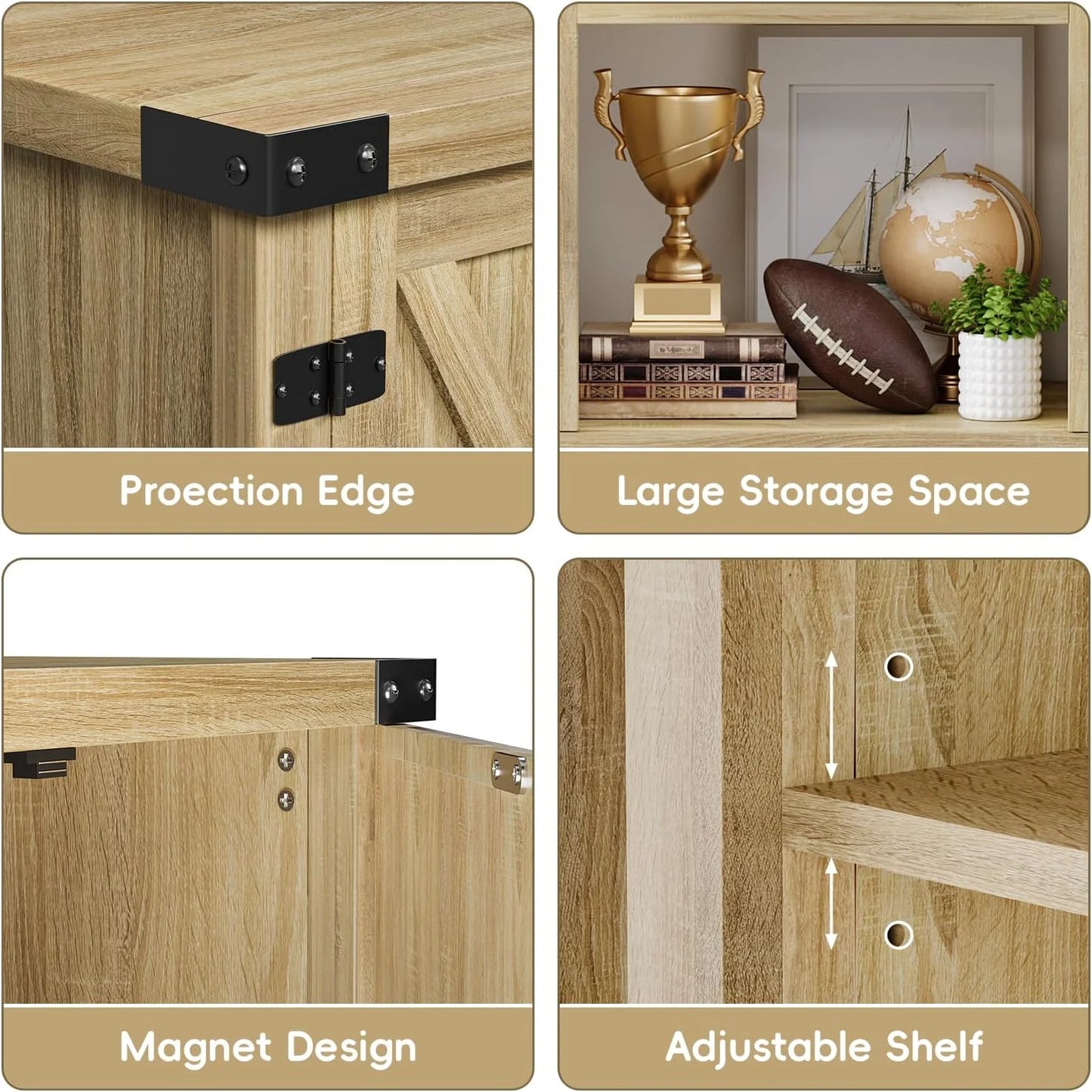 YESHOMY Fireplace TV Stand with Two Barn Doors and Storage Cabinets for Televisions up to 65+ Inch, Entertainment Center Console Table, Media Furniture for Living Room, 58 Inch