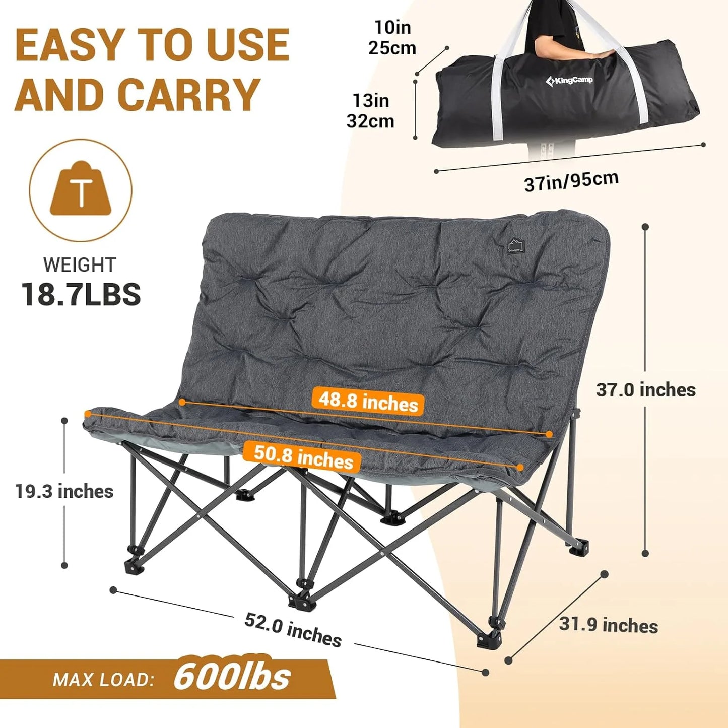Butterfly chair, extra large thick comfortable camping chair, portable folding chair, 400 lb heavy duty seat