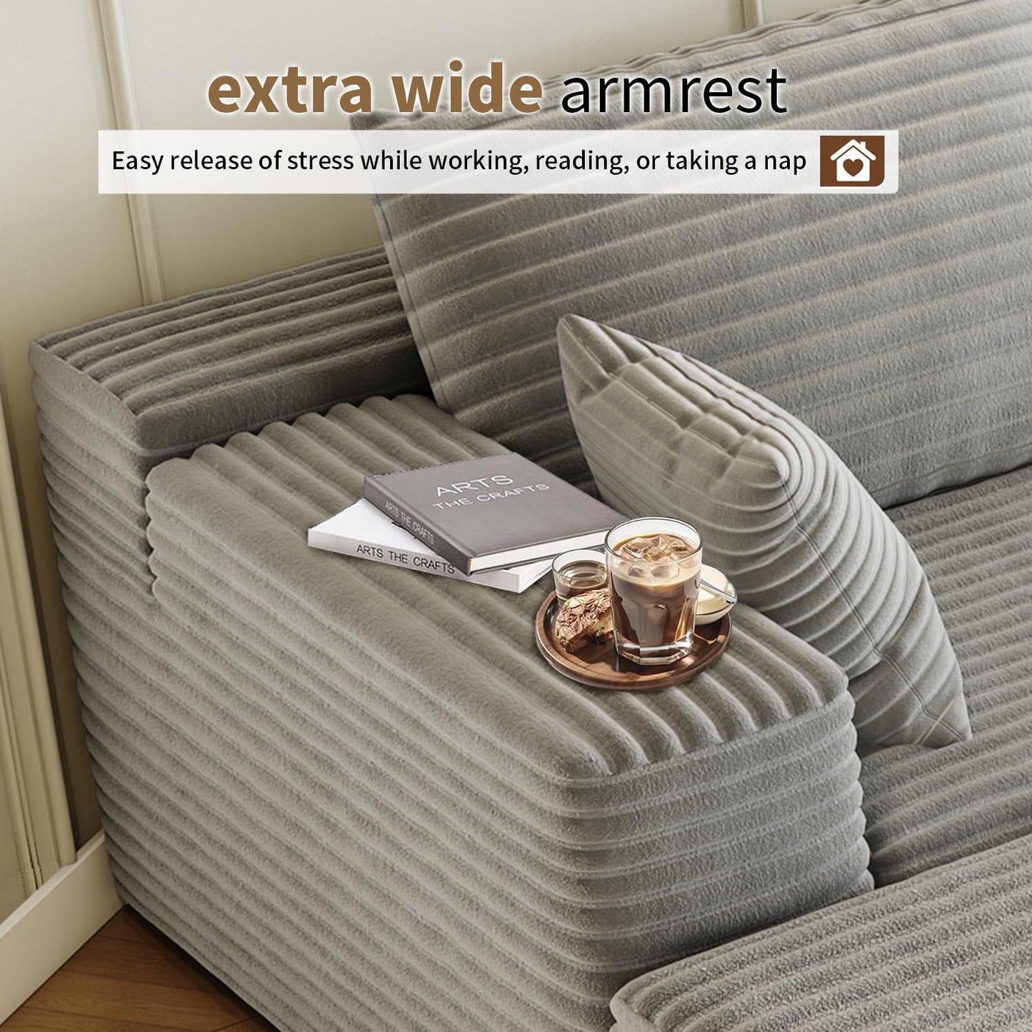 107.5 inch Cloud Modular Sectional Sofa with L-Shaped Chaise Lounge, Modern Minimalist Upholstered Sofa Deep Seating Corner Sofa