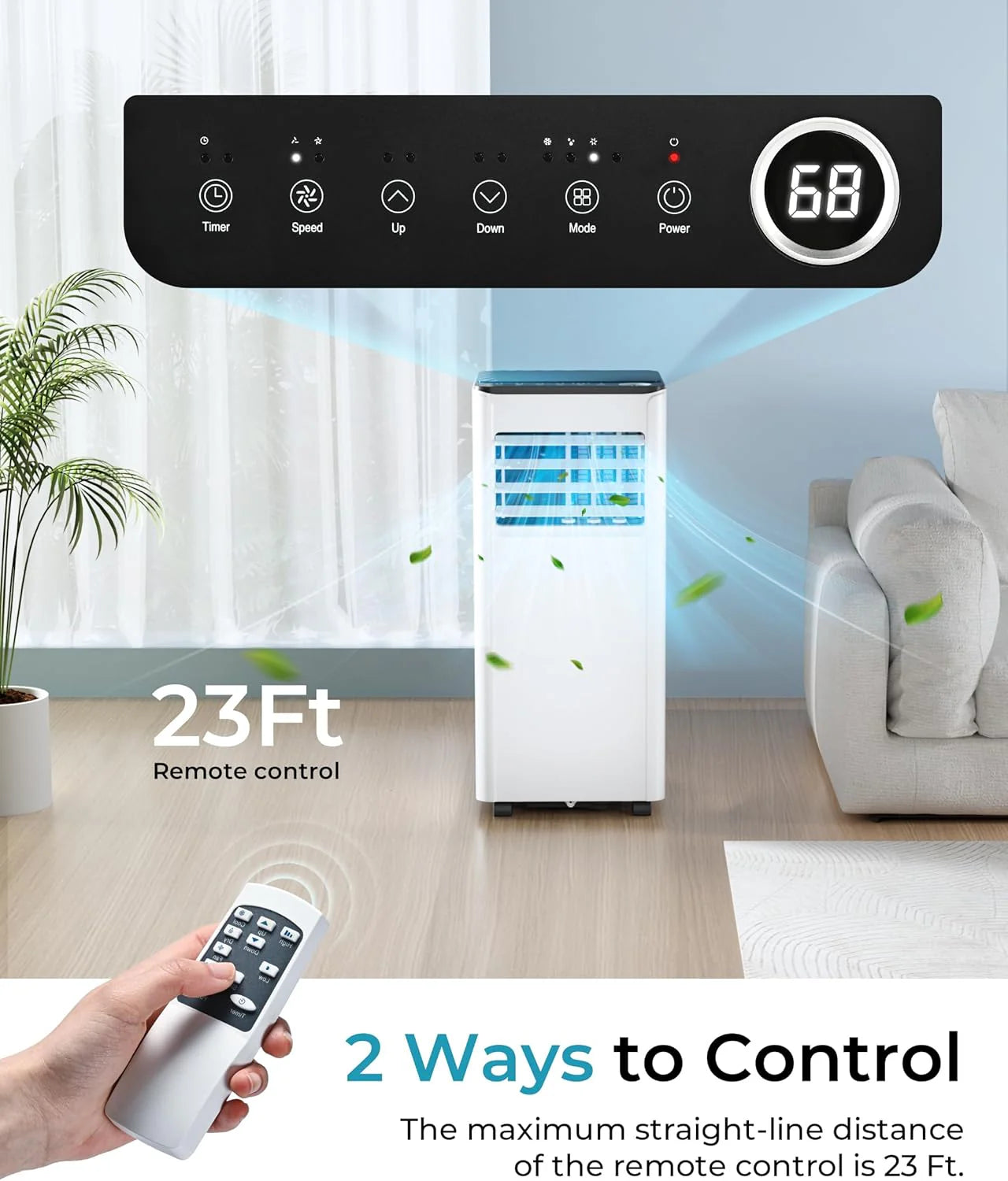 EUHOMY 8,000 BTU Portable Air Conditioners, 4-in-1 Portable AC Unit Up to 350 Sq.Ft, 4 Modes Quiet Air Conditioner with Remote Control, Cool, Fan, Dehumidifier, 24H Timer, Bedroom, Office, Apartments