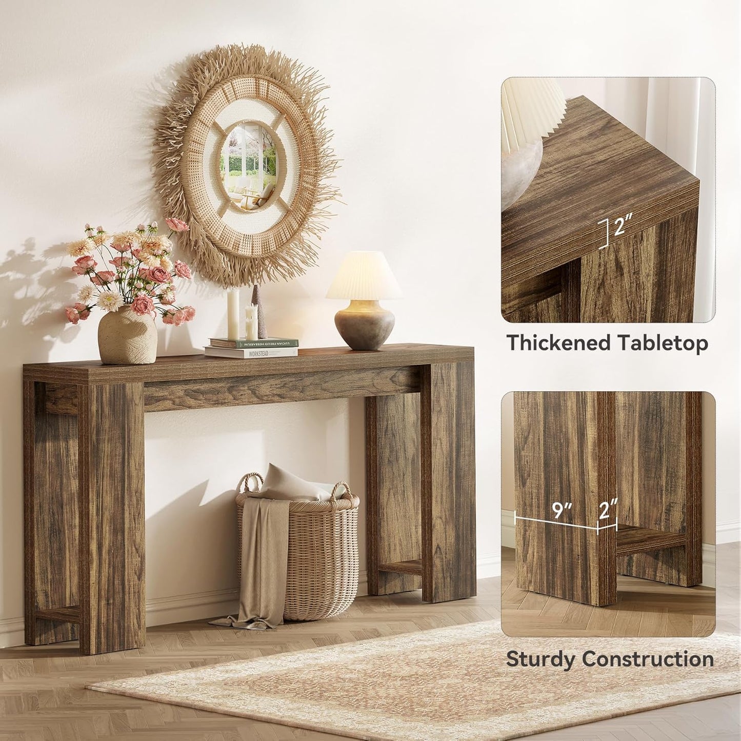 70.9-Inch Long Console Table Narrow Sofa Table Behind The Couch