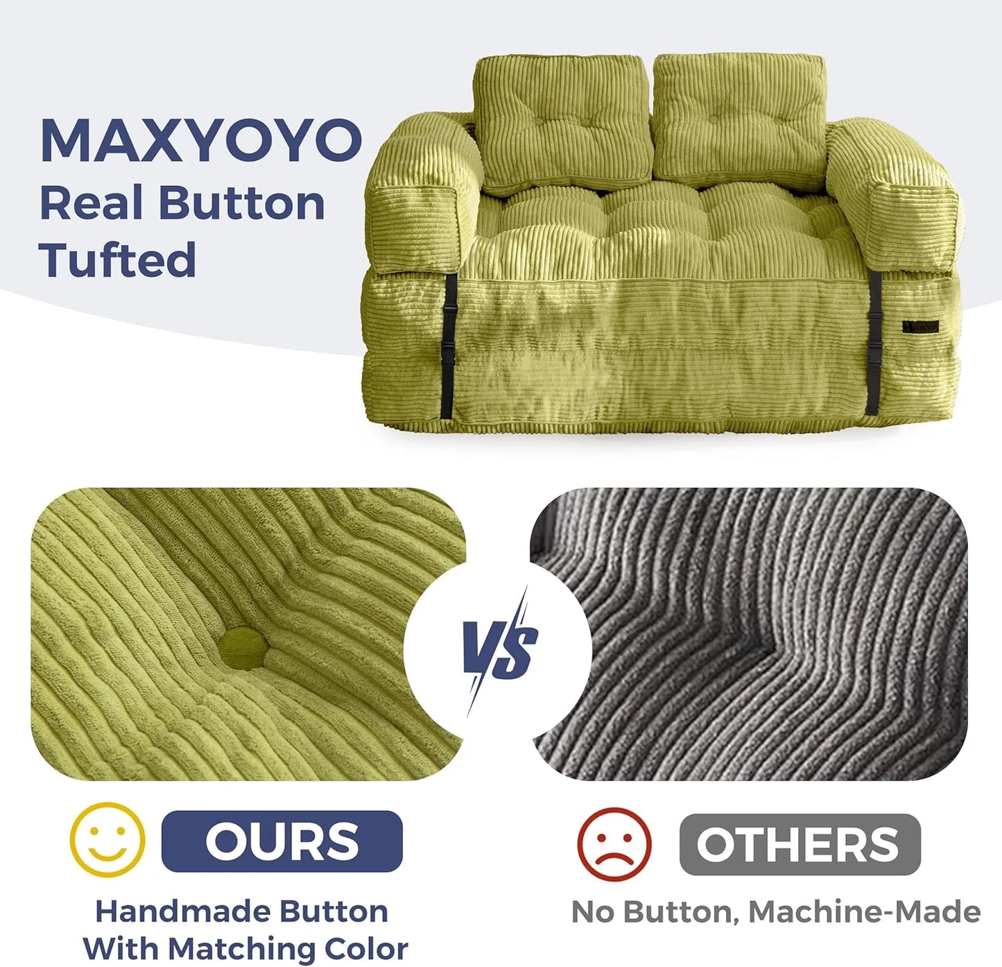 Folding Sofa Bed, L-Shaped Convertible Sofa Bed with Armrests and Pillows,