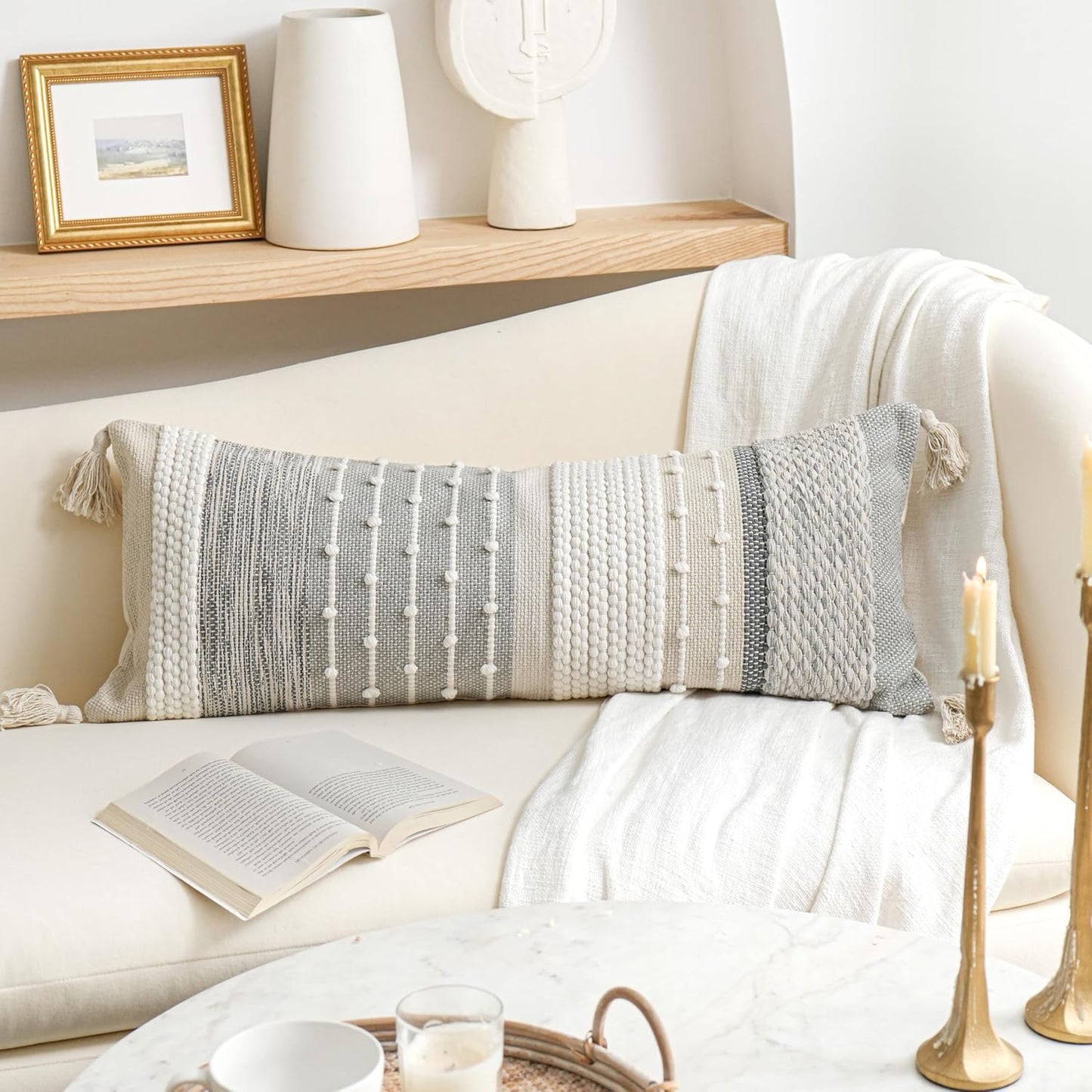 Blue Boho Decorative Throw Pillow Cover 20x20