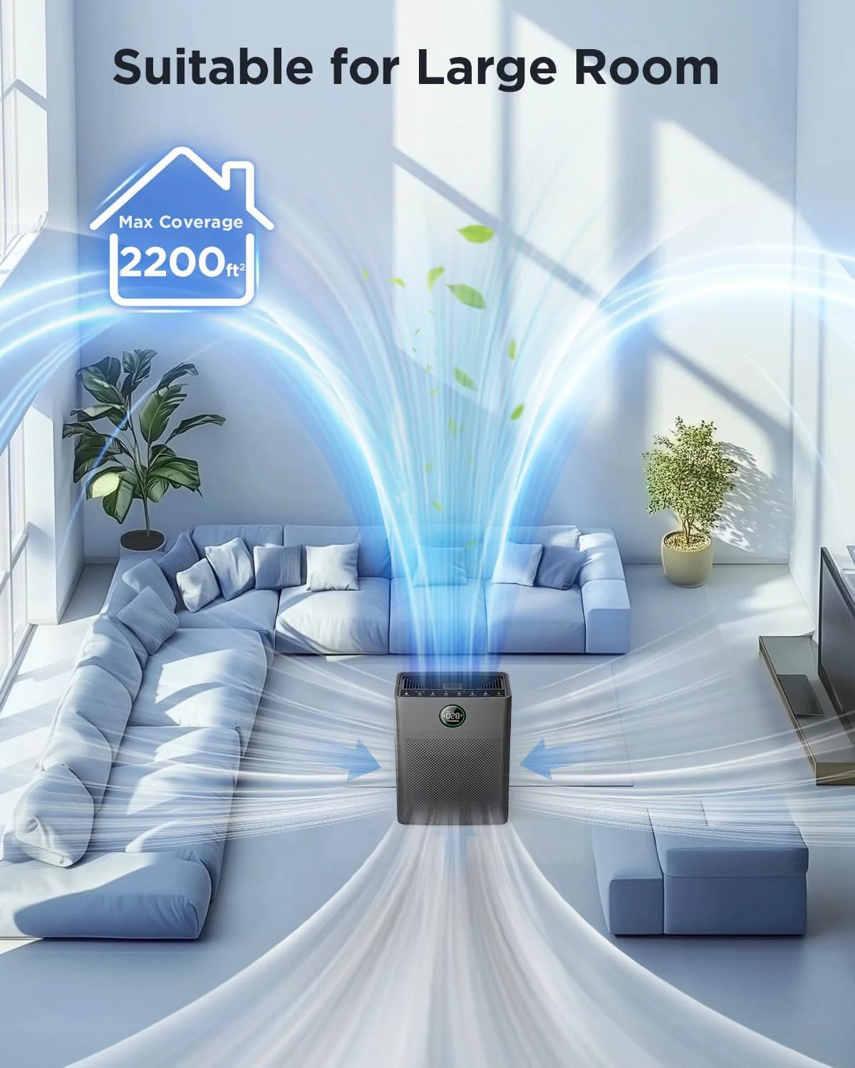 Air Purifiers for Home Large Room up to 2200sq.ft, MOOKA Air purifier for Home Pets with Washable Filter