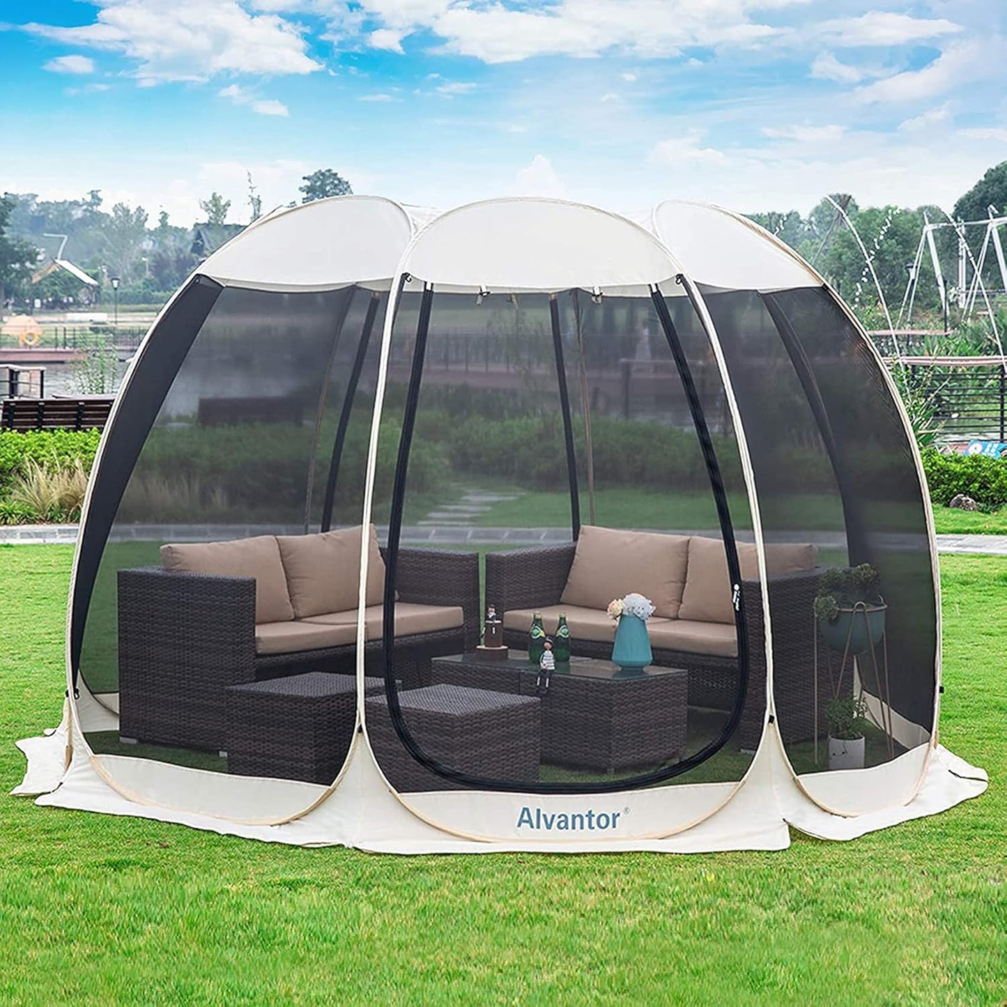 Pop Up Screen House Gazebo Tent with Mosquito Netting Sides