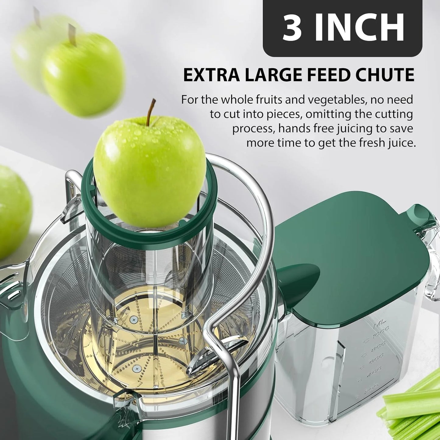 1300W KOIOS Centrifugal Juicer with Extra Large 3" Feed Chute and Titanium Filter