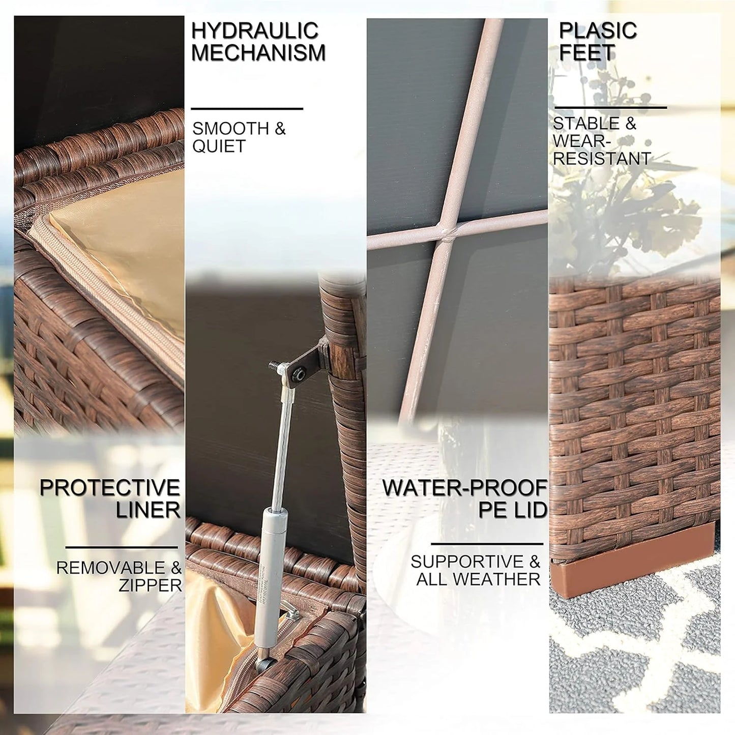 Wicker Outdoor Patio Storage Box Waterproof