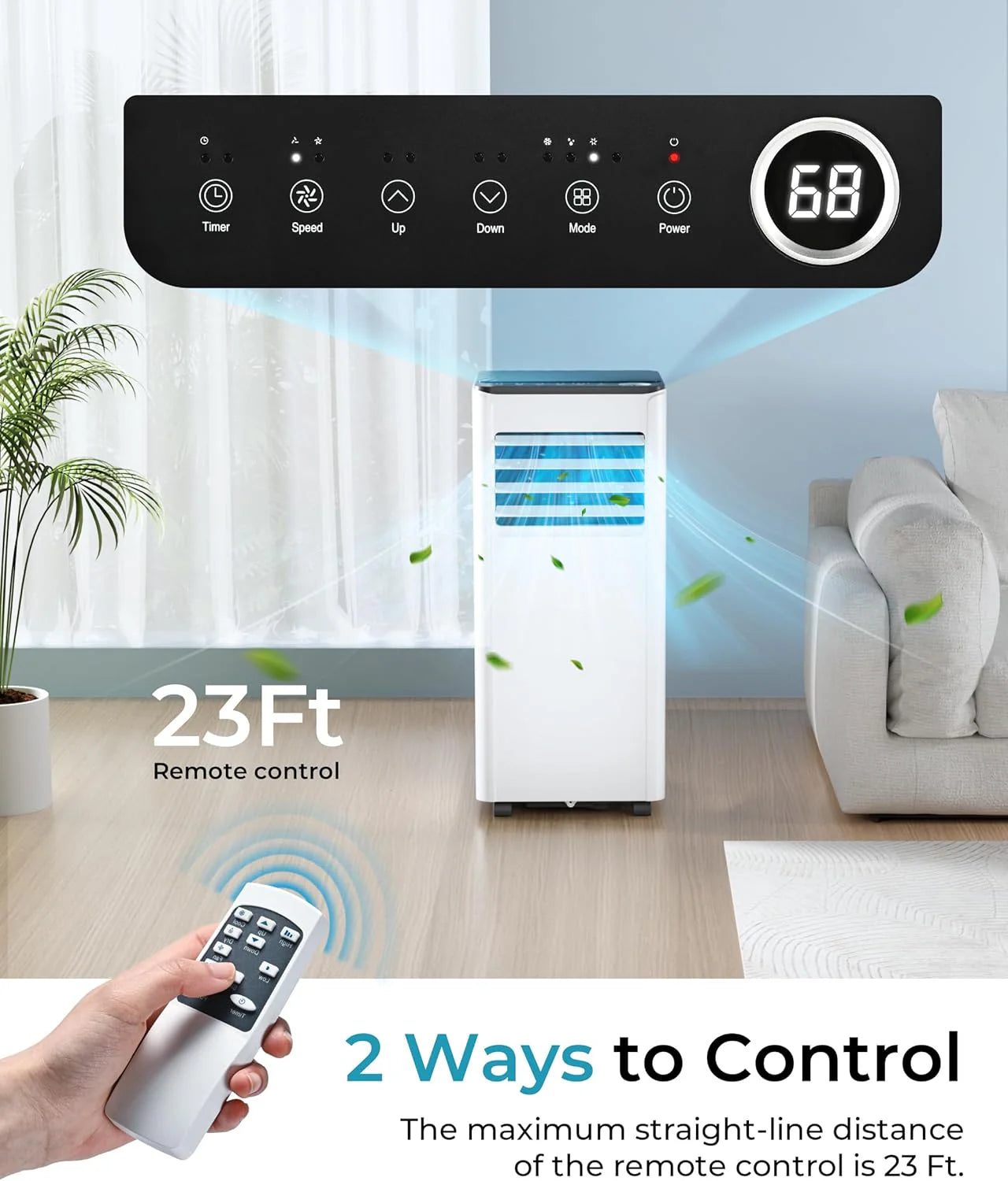 EUHOMY 8,000 BTU Portable Air Conditioners, 4-in-1 Portable AC Unit Up to 350 Sq.Ft, 4 Modes Quiet Air Conditioner with Remote Control, Cool, Fan, Dehumidifier, 24H Timer, Bedroom, Office, Apartments