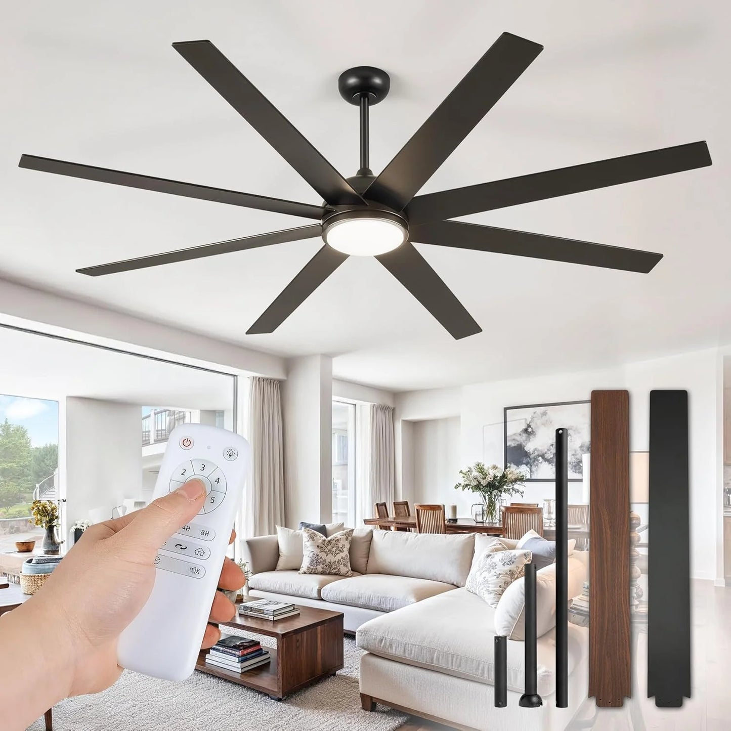 Ceiling Fan Indoor/Outdoor 8 Blades 65 inches