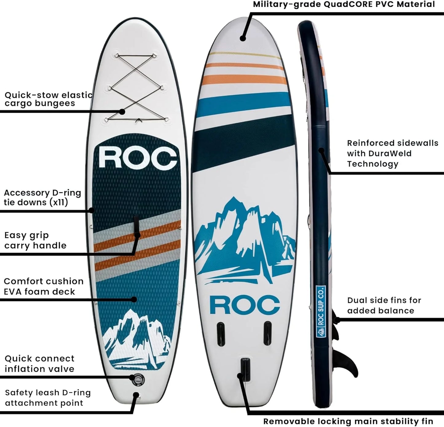 ROC inflatable stand-up paddle board SUP paddle board accessories Anti-slip comfortable deck