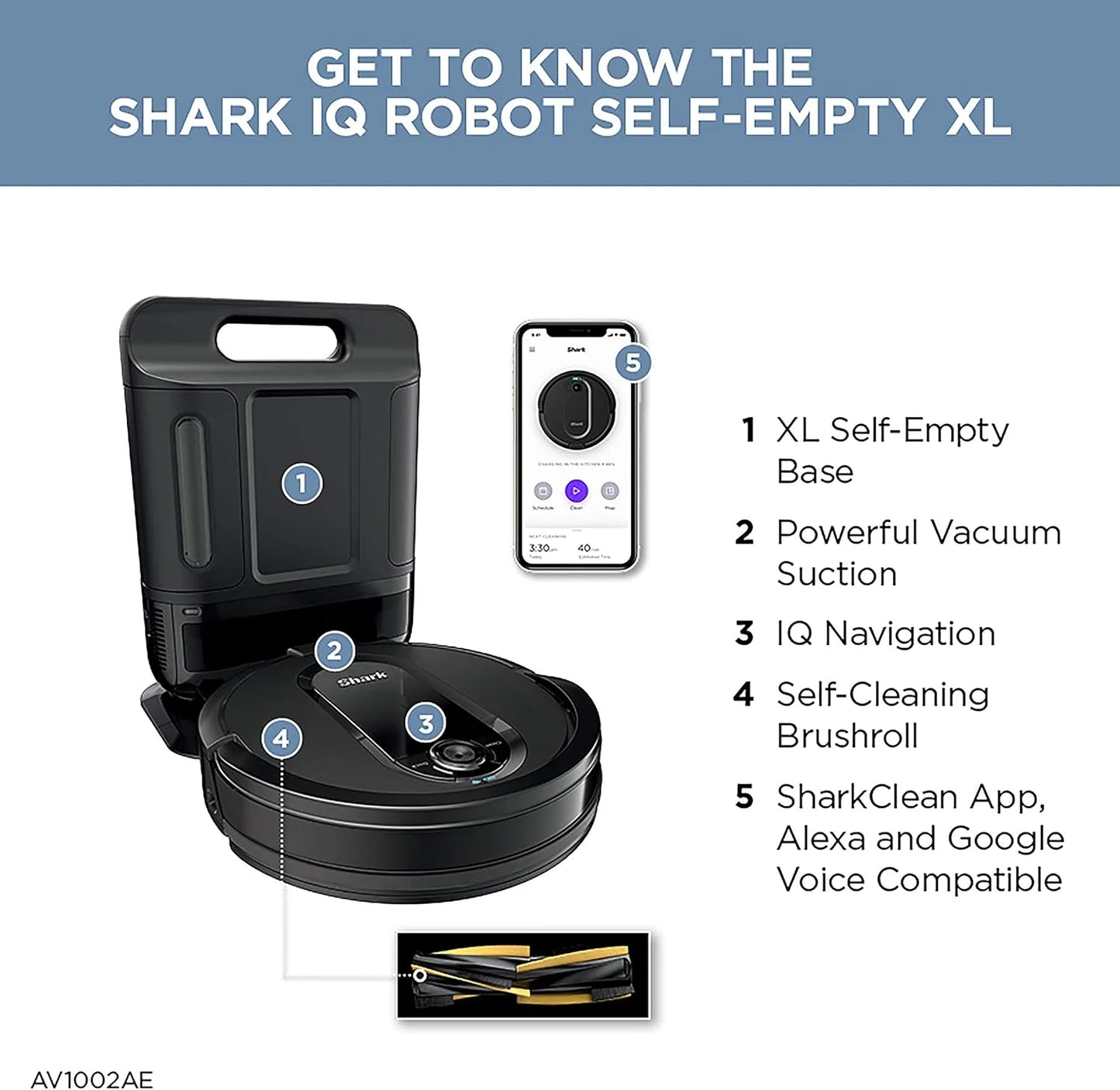 Robot Vacuum & Mop Combo, Powerful Suction, Matrix Plus, 60-Day Debris Capacity, HEPA Bagless Self Empty Base, Sonic Mopping, Home Mapping for Pet Hair - Carpets & Hardfloor, AV2610WA