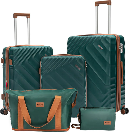 5 piece luggage set expandable suitcase 22x14x9 aviation certified durable waterproof travel set