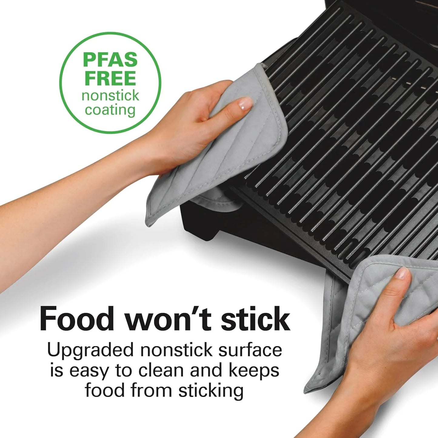 Electric Indoor Searing Grill with Viewing Window & Adjustable Temperature Control to 450F, 118 sq. in. Surface Serves 6, PFAS-Free Removable Nonstick Grate, Stainless Steel