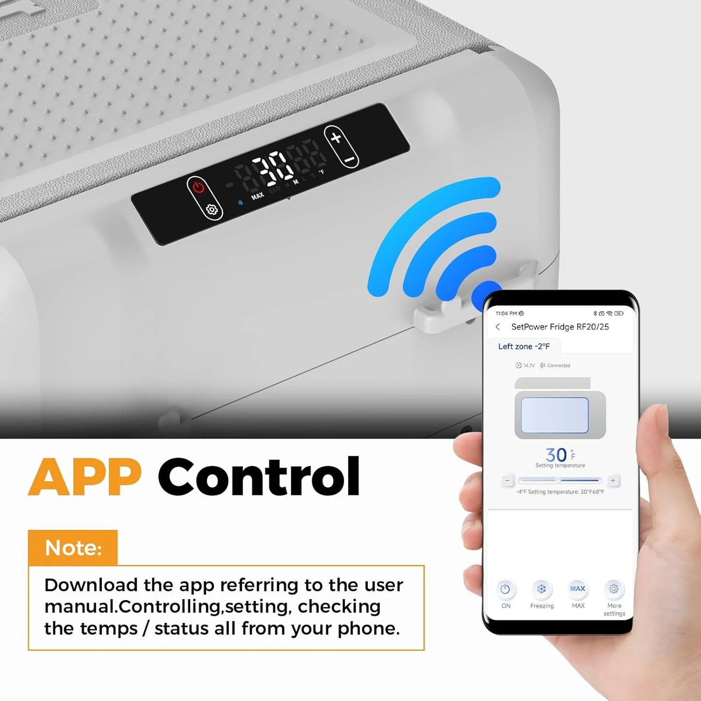 12V Refrigerator 21 Quart Portable Freezer 50 Hours Keep Cool,Electric Cooler for Vehicles Car Refrigerator 12V Portable Fridge for Car Camping Truck Van RV SUV Road Trip Travel RF20