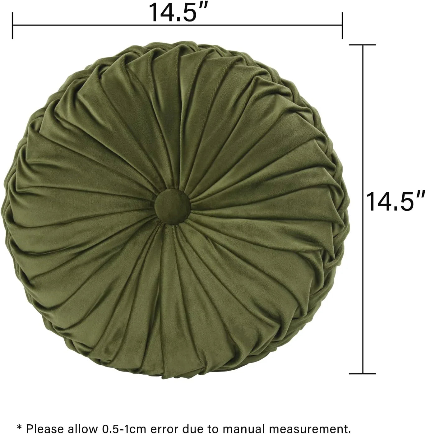 Set of 2 Decorative Round Pleated Throw Pillows