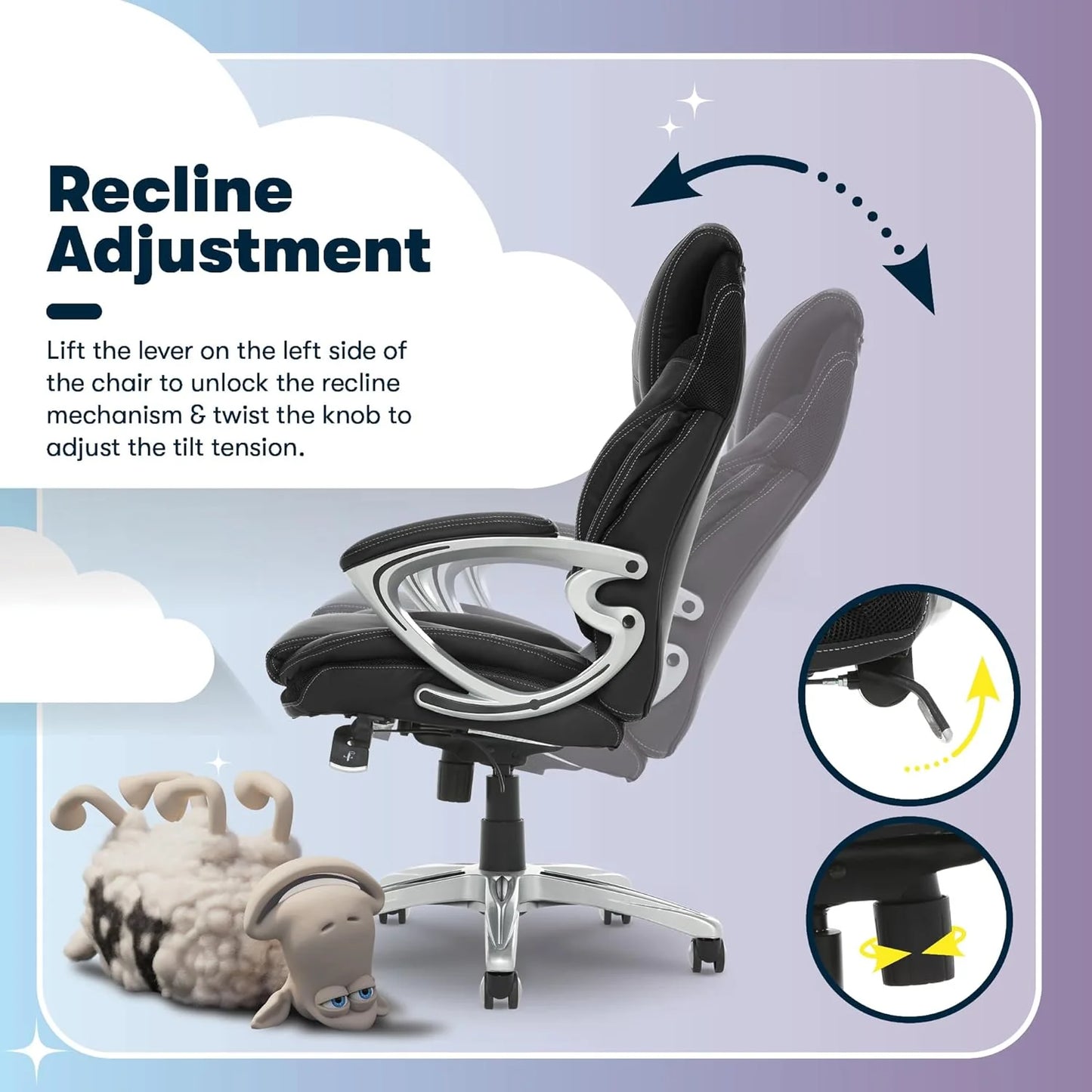 Executive office chair, ergonomic computer desk and chair