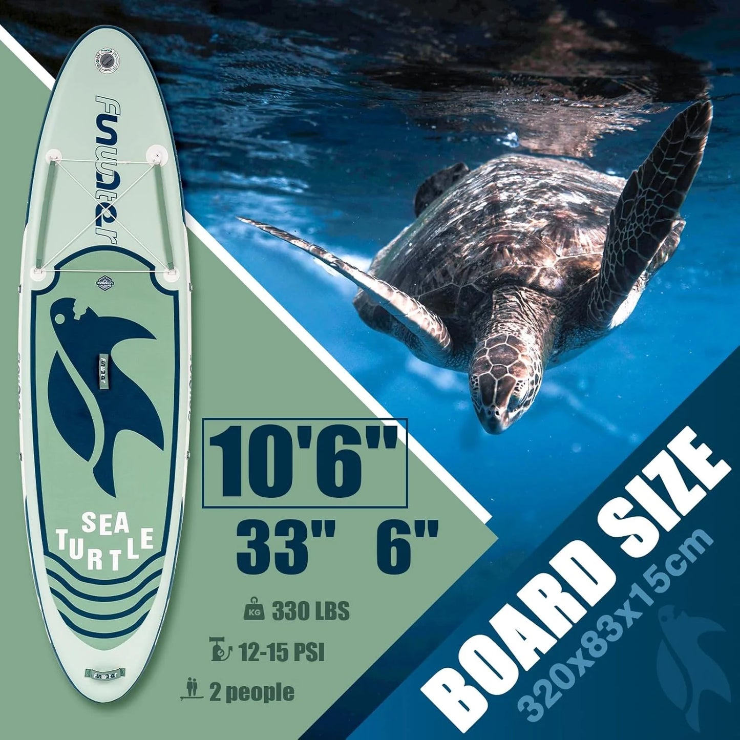 FunWater Inflatable Stand Up Paddle Board with Premium SUP Paddle Accessories, Non-Slip EVA Deck, 11'/10'6' Paddle